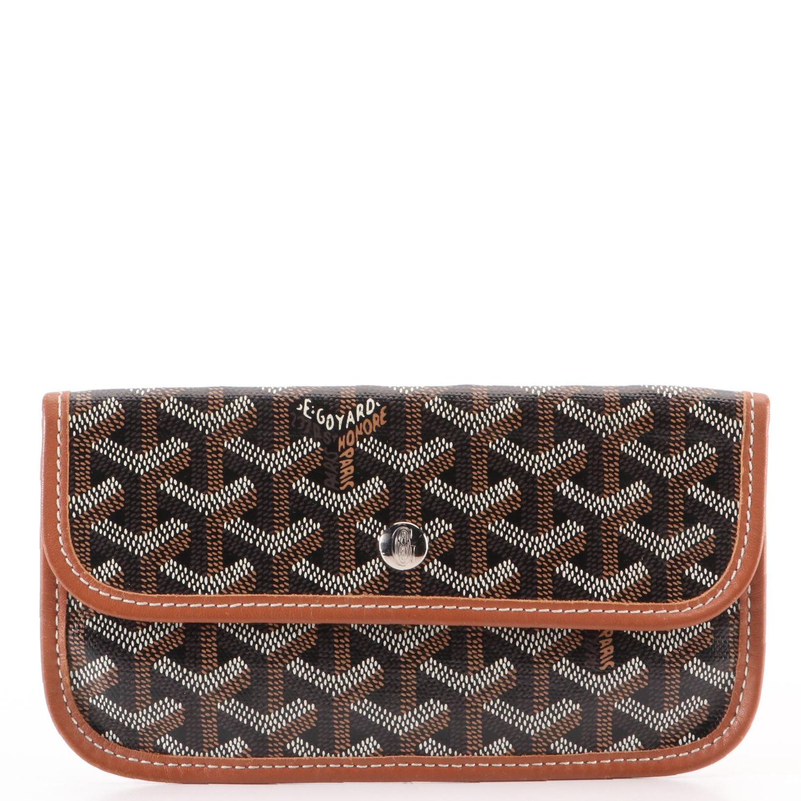 Goyard Snap Pouch in Black Goyardine Coated Canvas and Leather