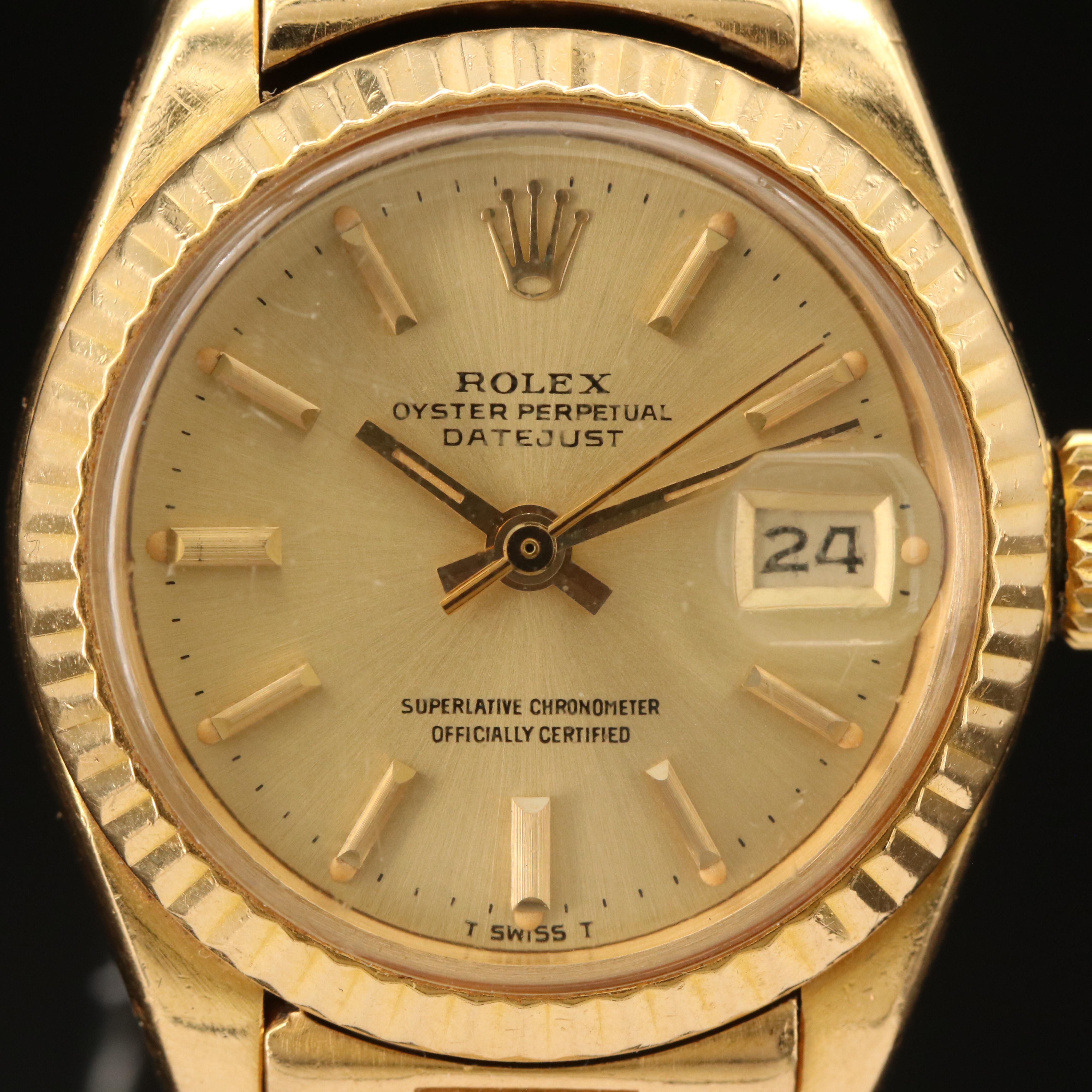 1980 Rolex 18K Datejust President Band Watch
