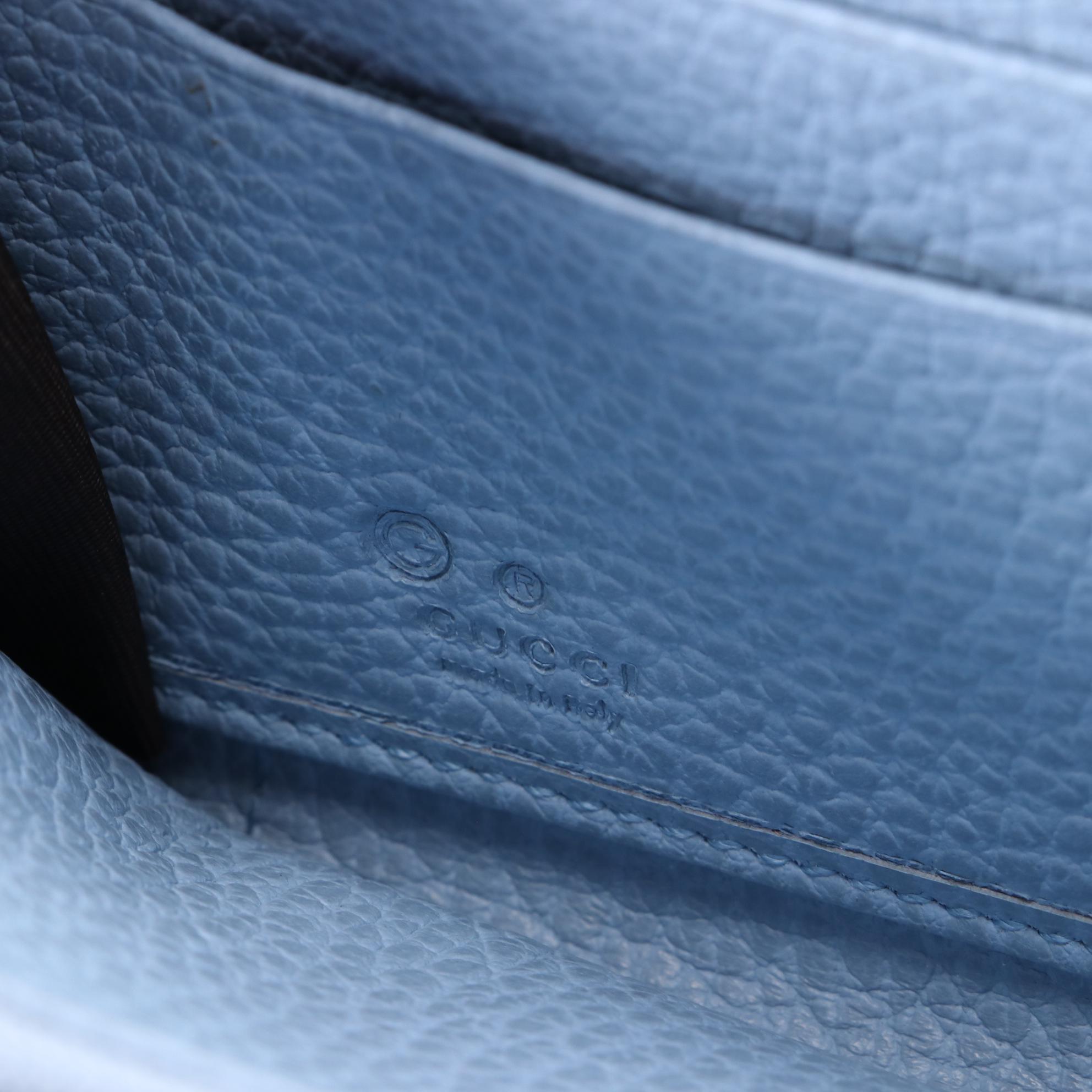 Gucci Zip-Around Continental Wallet in GG Canvas and Blue Leather with Box