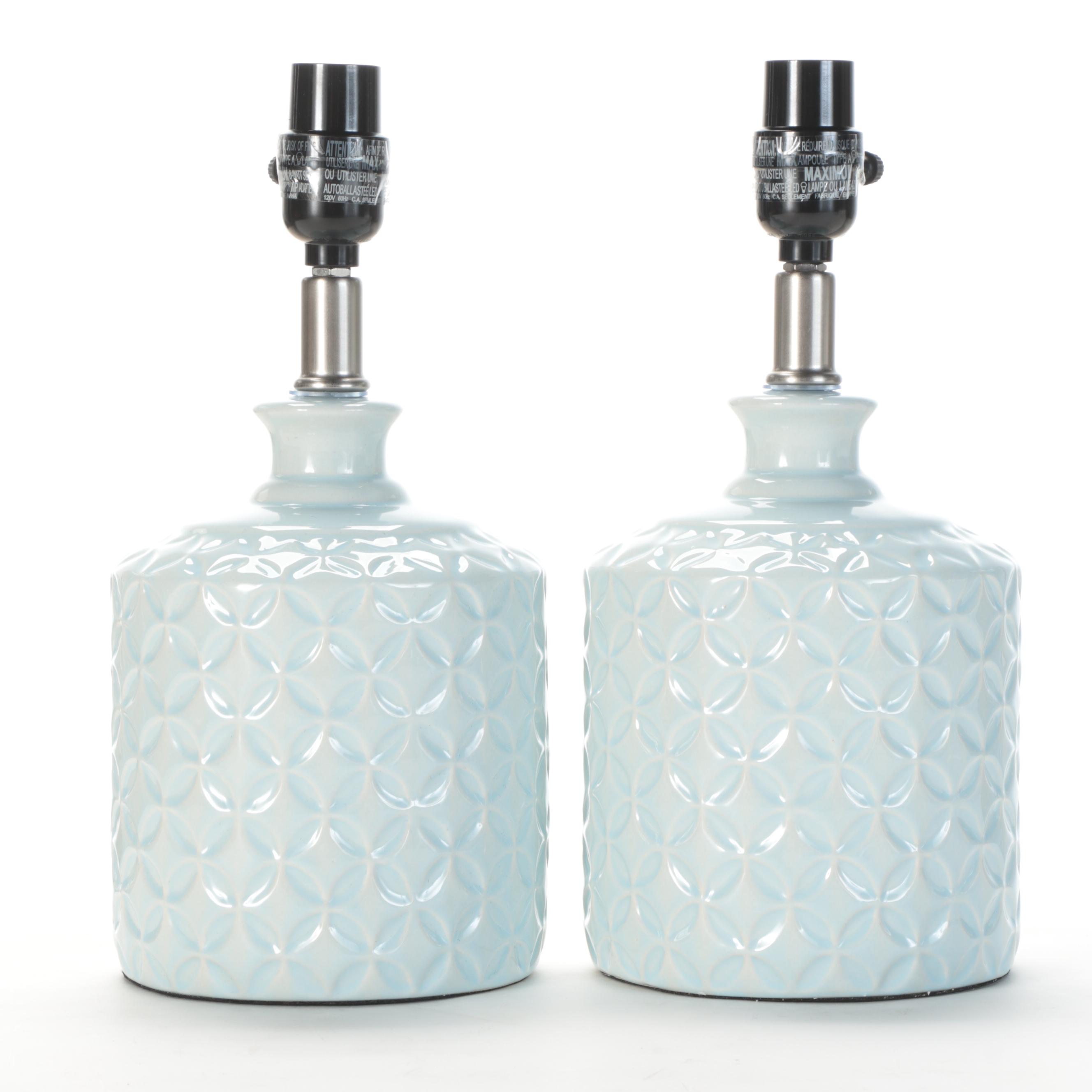 Décor Therapy "Della" Geometric Dimpled Ceramic Table Lamps With LED Light Bulbs