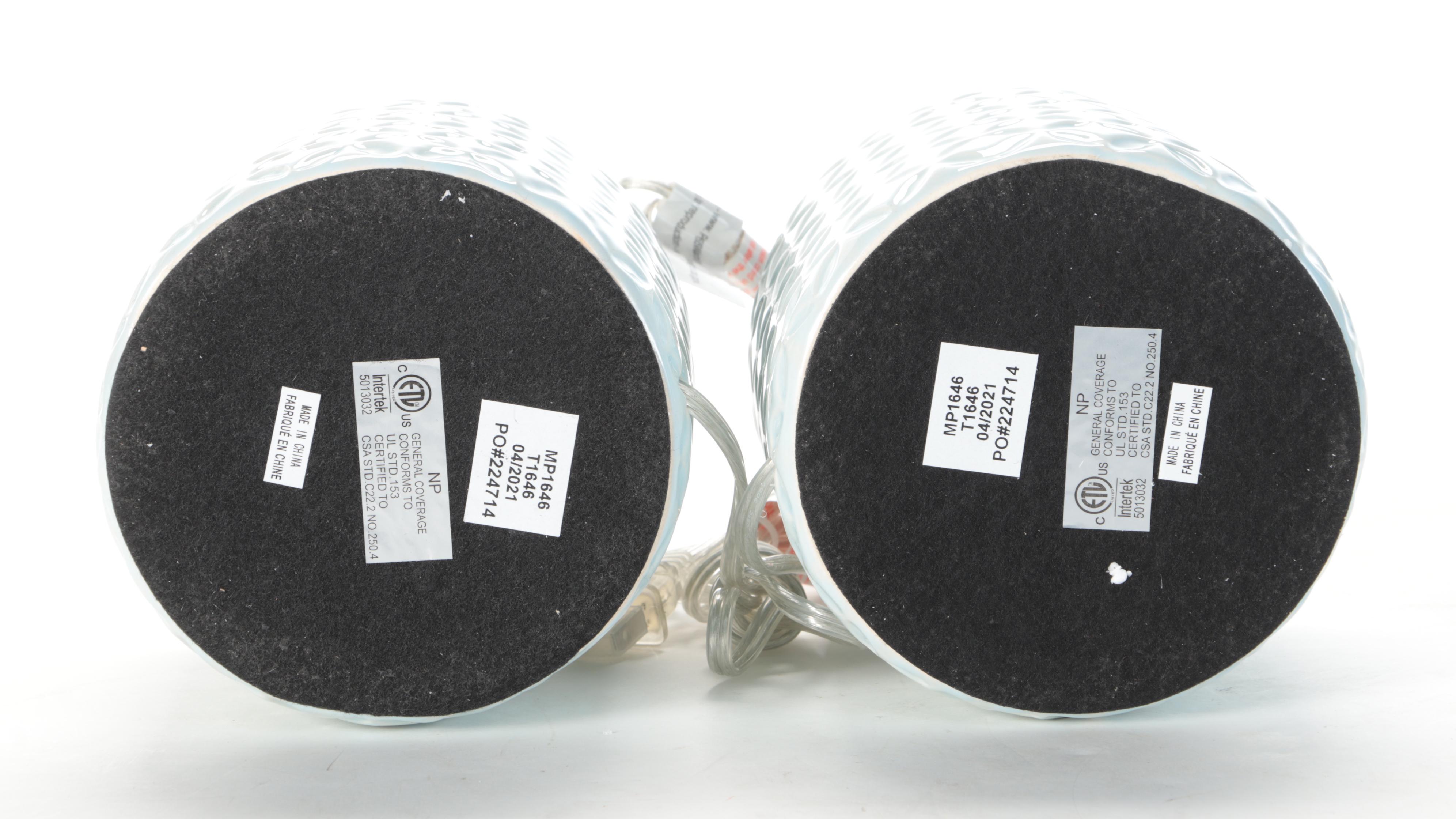 Décor Therapy "Della" Geometric Dimpled Ceramic Table Lamps With LED Light Bulbs