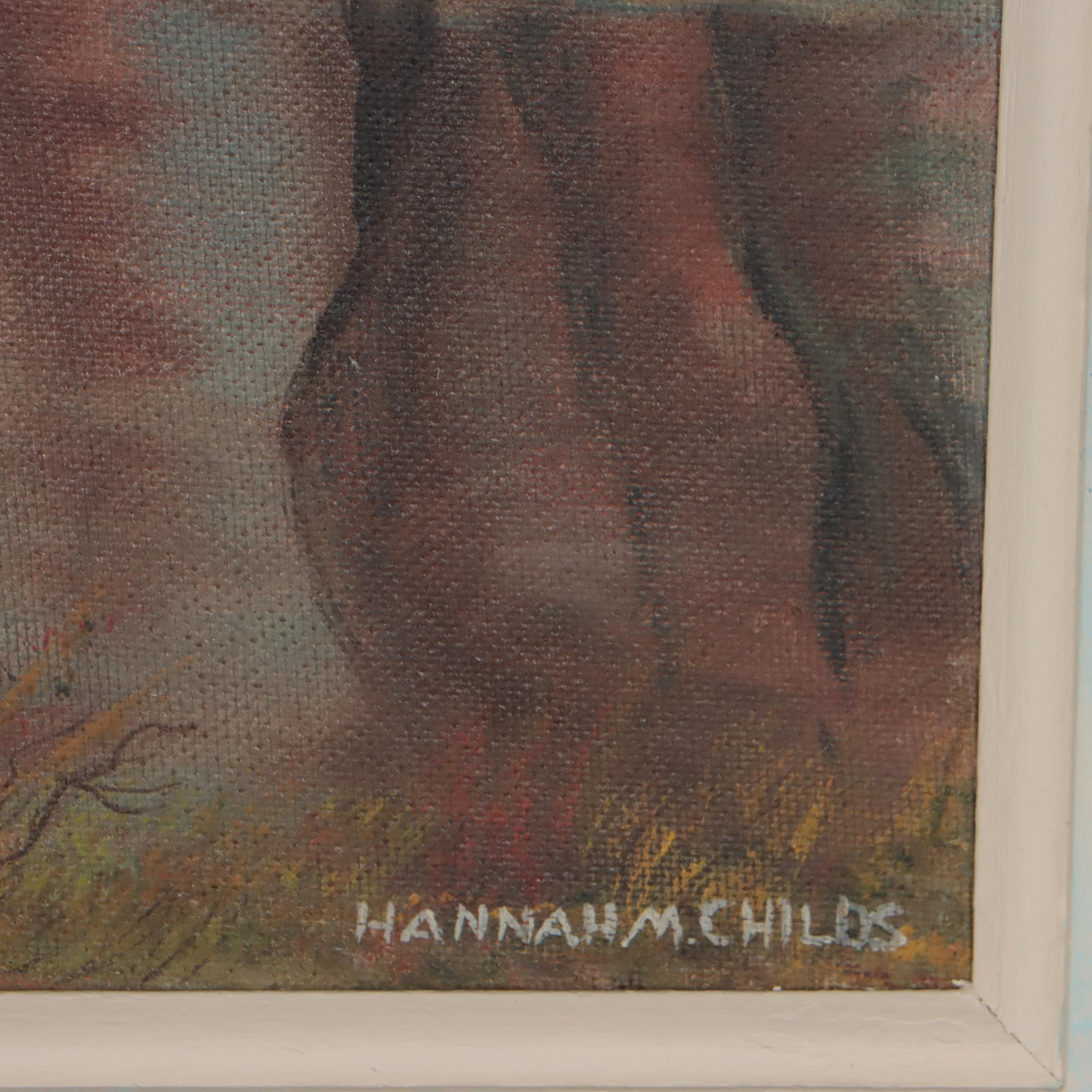 Hannah Childs Oil Painting "Church on the Hill / Skinner Lake, Michigan," 1955