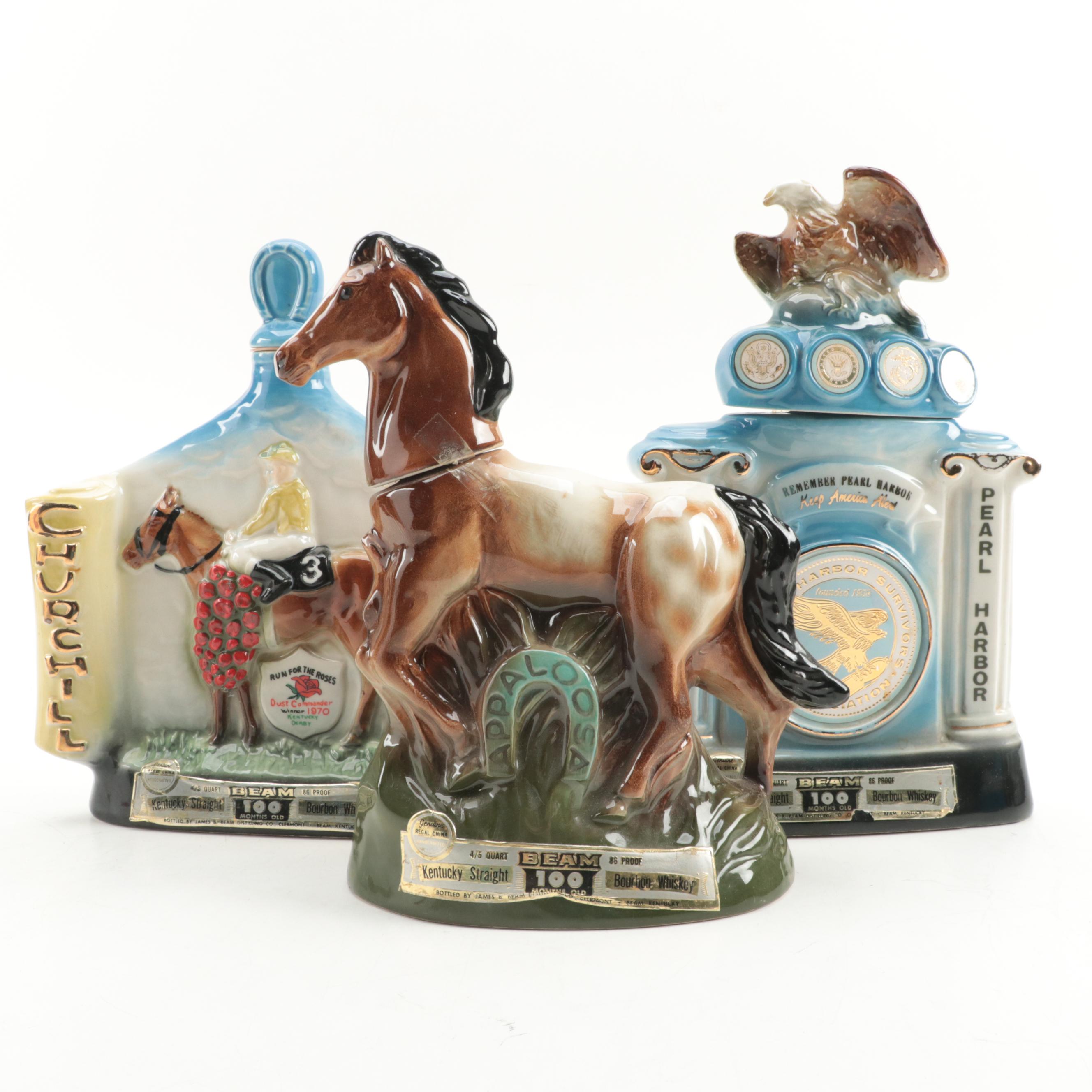 Jim Beam Regal China Pearl Harbor, Churchill Downs and Appaloosa Decanters