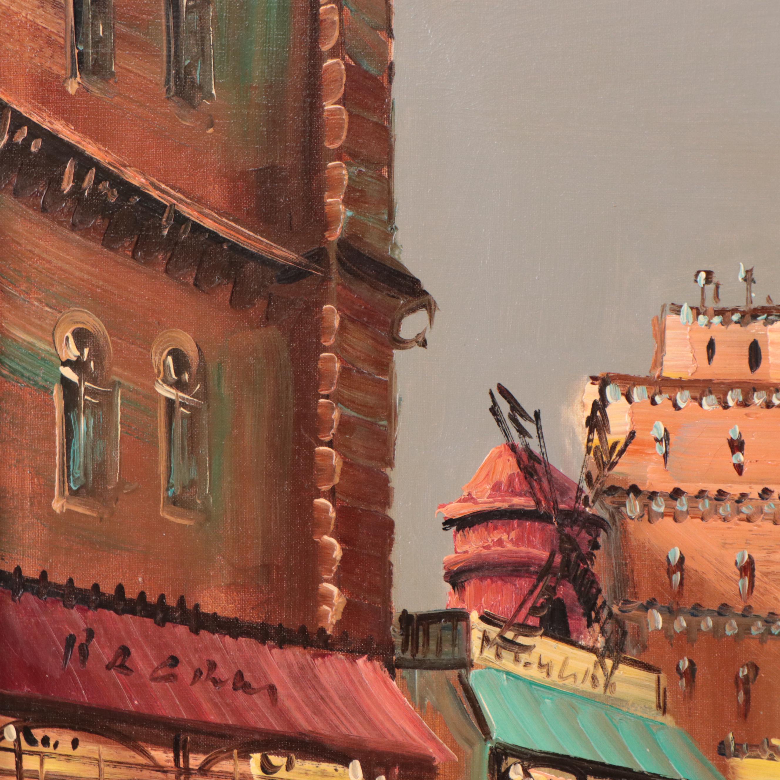 Antonio DeVity Oil Painting of Parisian City Scene, Late 20th Century