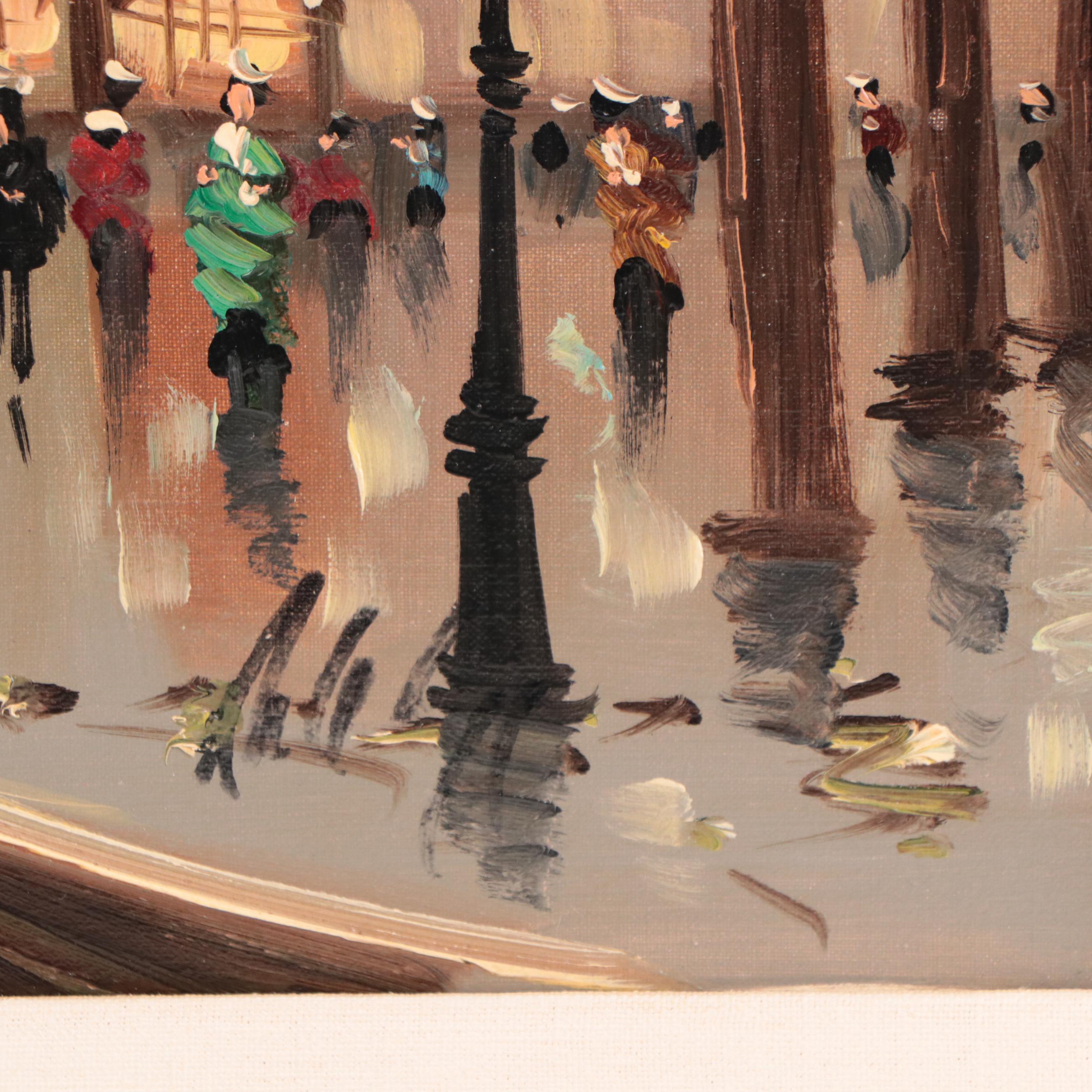 Antonio DeVity Oil Painting of Parisian City Scene, Late 20th Century