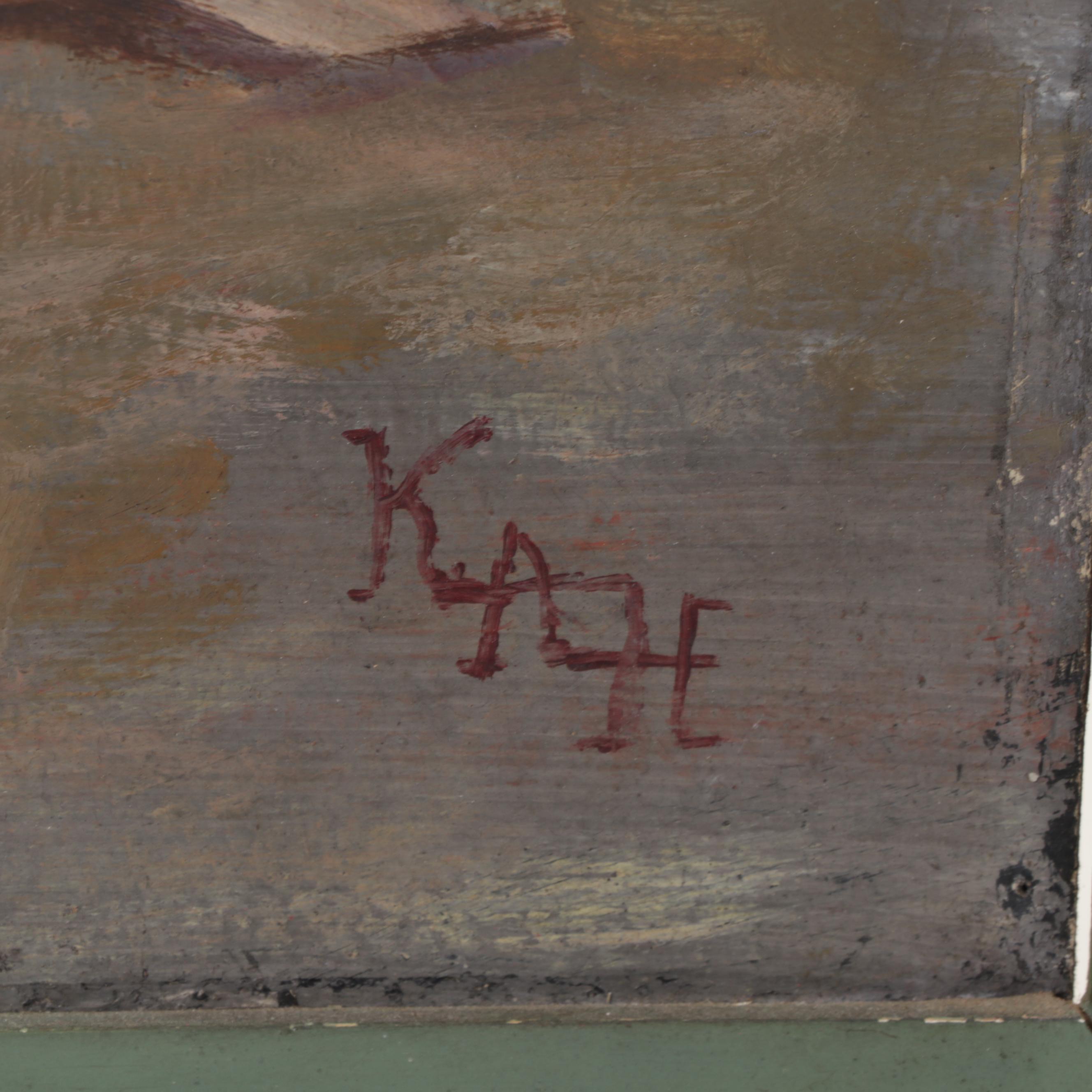 Modernist Figural Oil Painting of Two Redheaded Dancers, Circa 1960