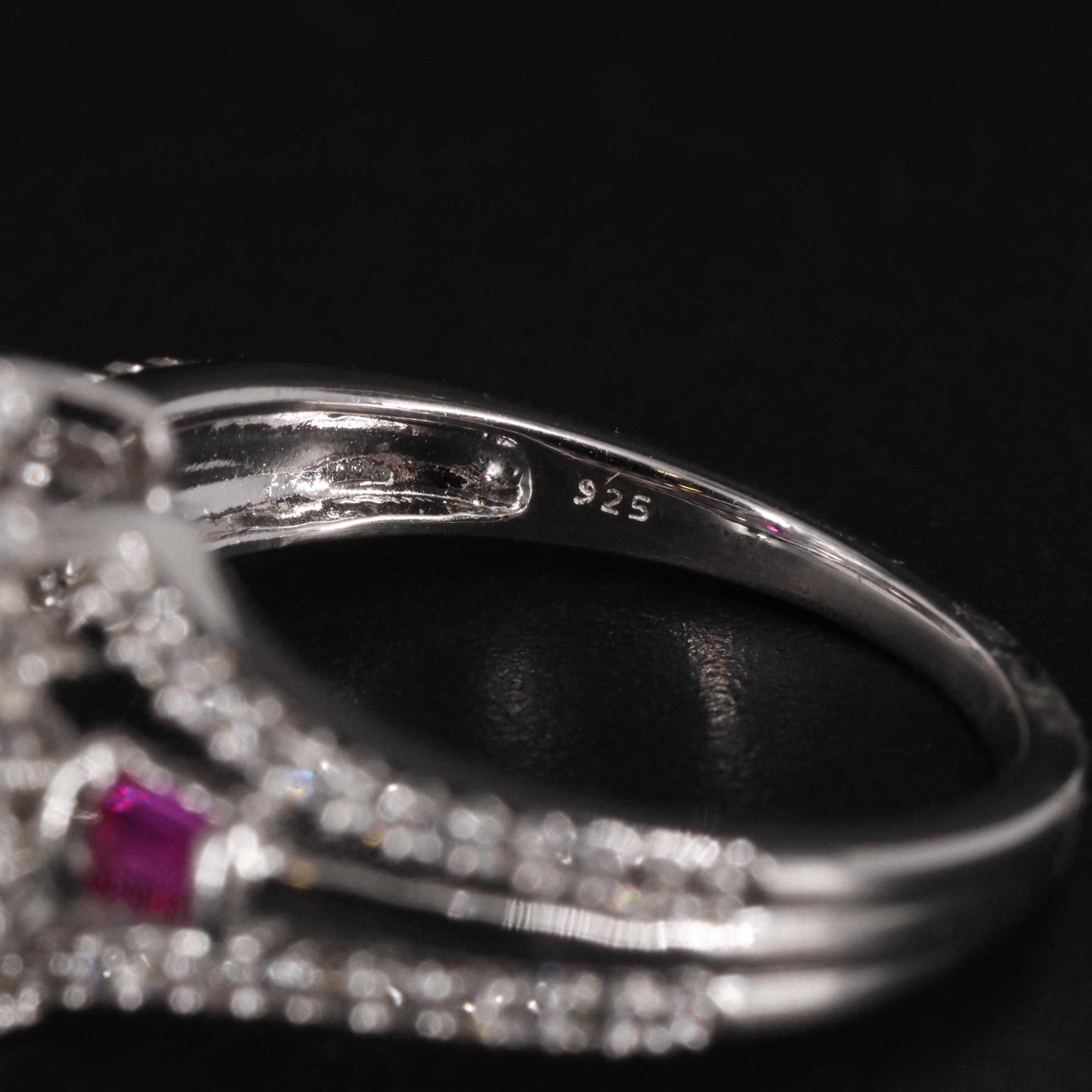 Sterling Silver Ruby and Zircon Ring
