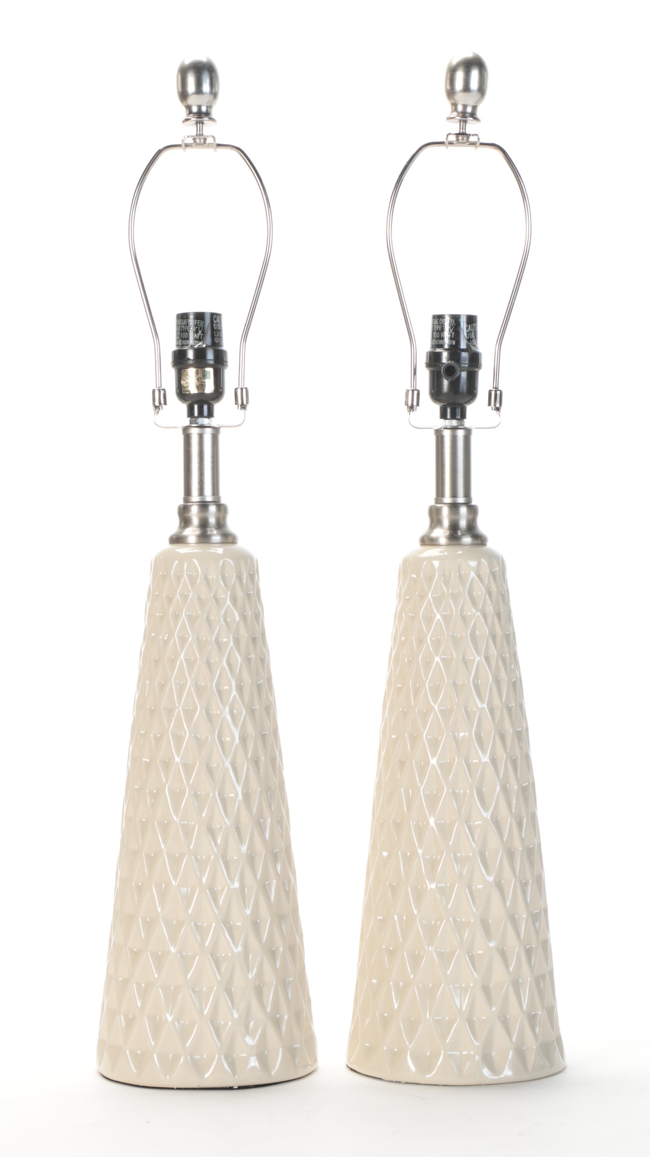 Décor Therapy "Jameson" Diamond Textured Ceramic Table Lamps and Drum