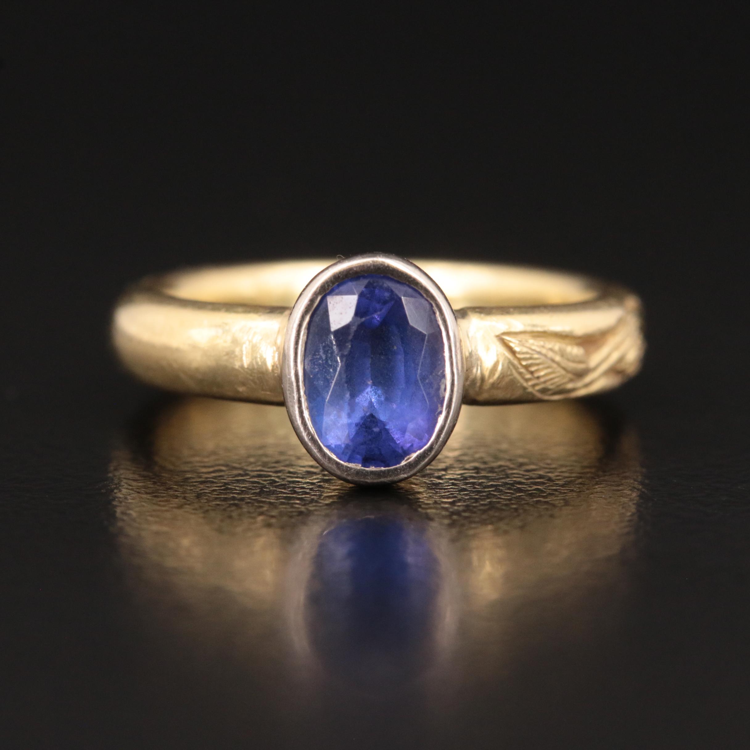 18K Tanzanite Bezel Set Ring