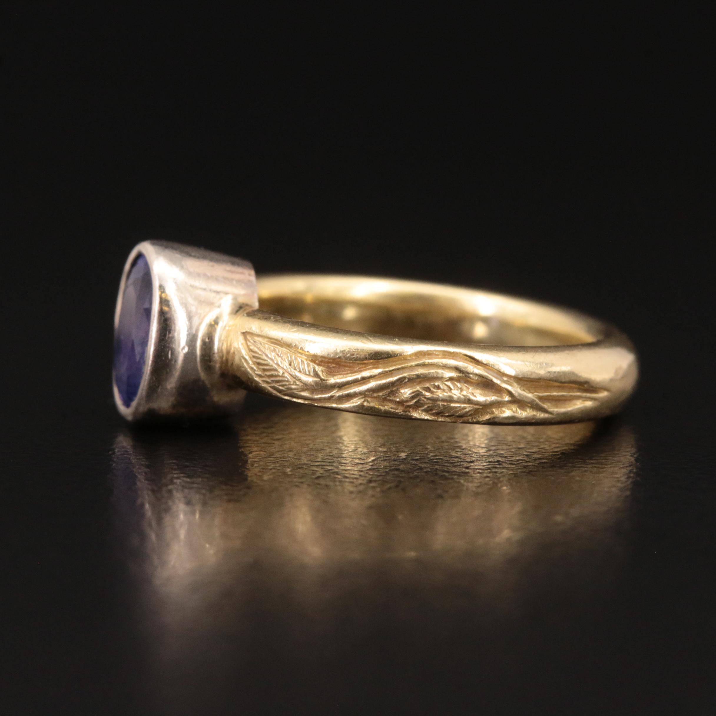 18K Tanzanite Bezel Set Ring