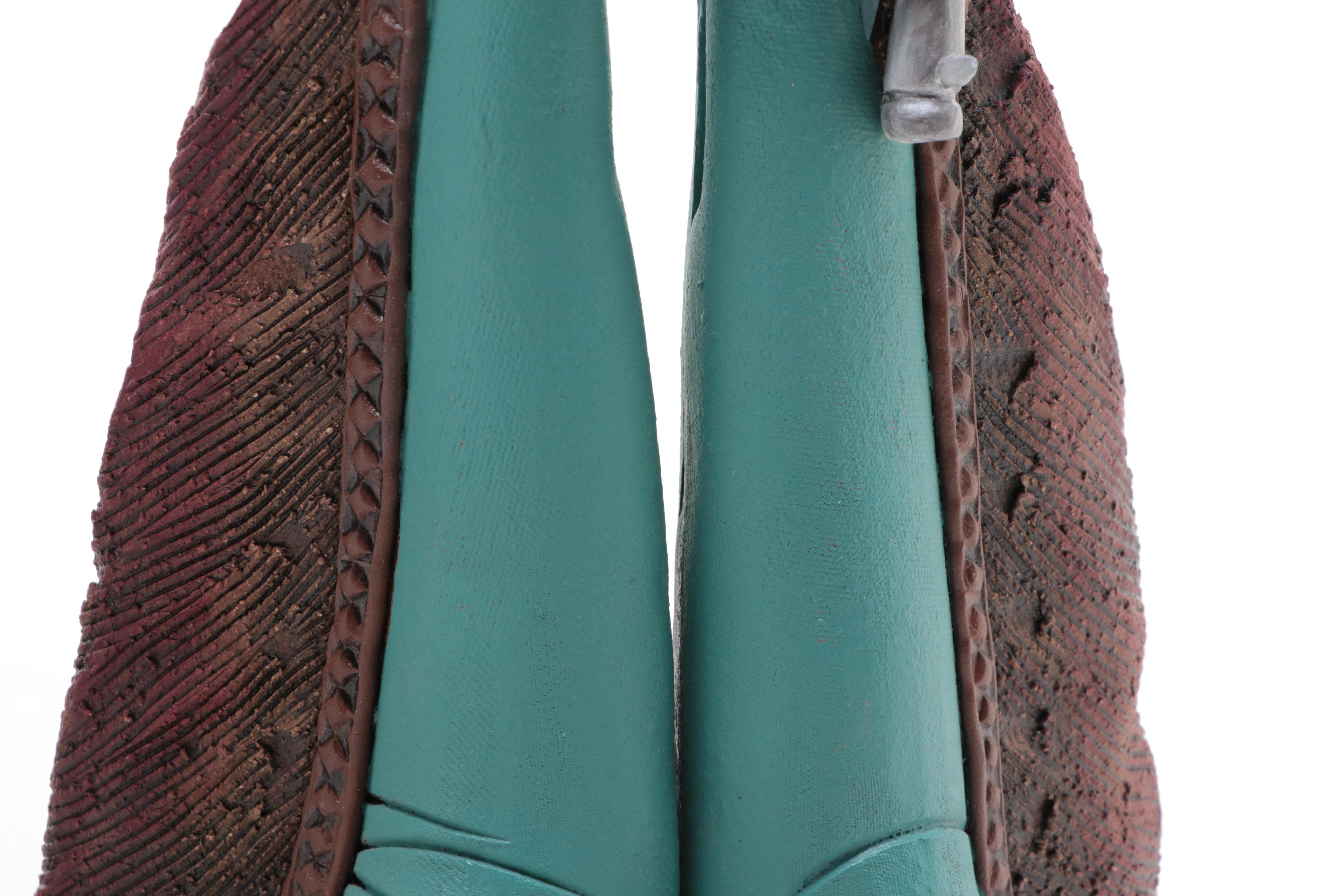 Rex Benson Signed Ceramic Cowboy Sculpture with Other Cowboy Sculpture