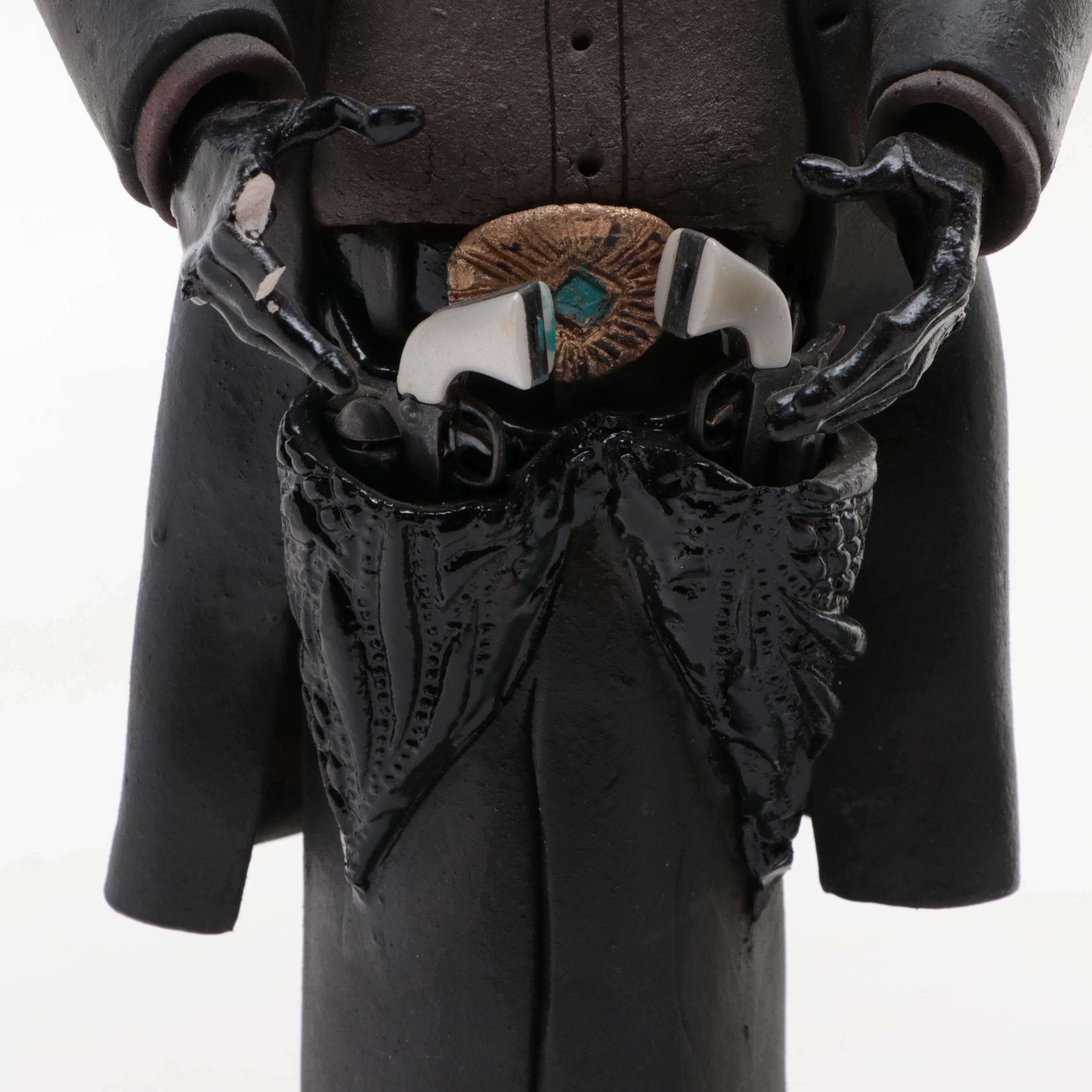Rex Benson Signed Ceramic Cowboy Sculpture with Other Cowboy Sculpture