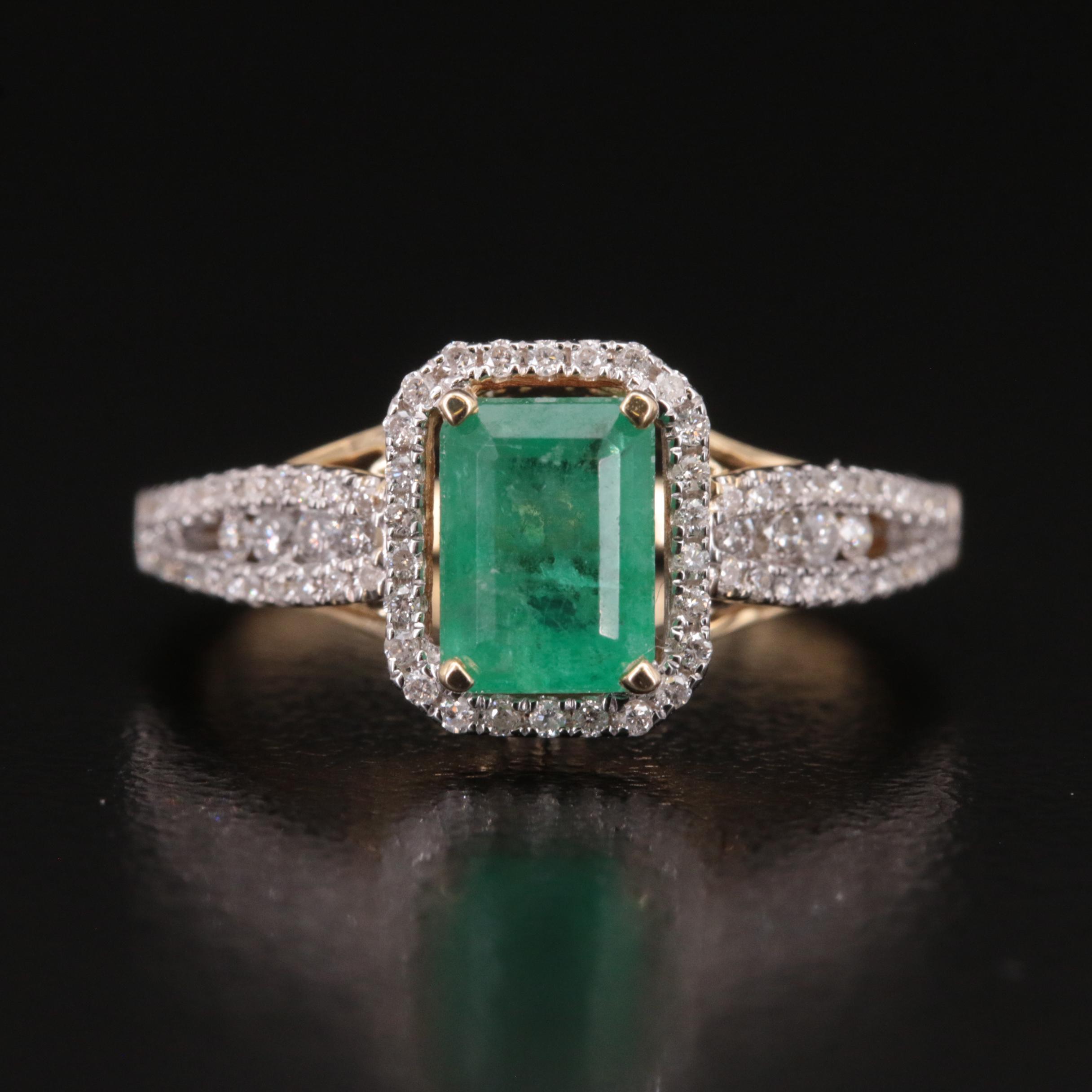 10K Emerald and Diamond Ring