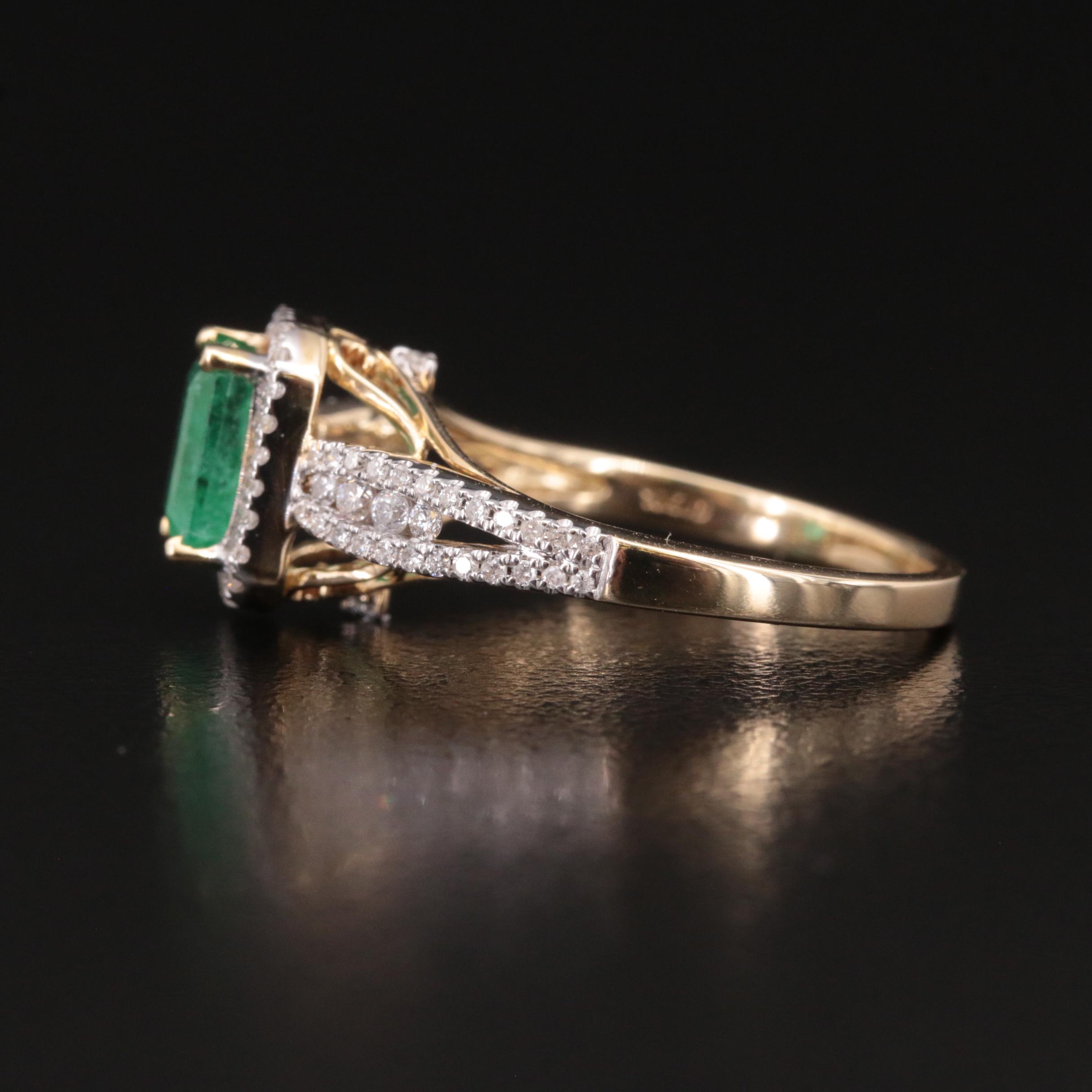 10K Emerald and Diamond Ring
