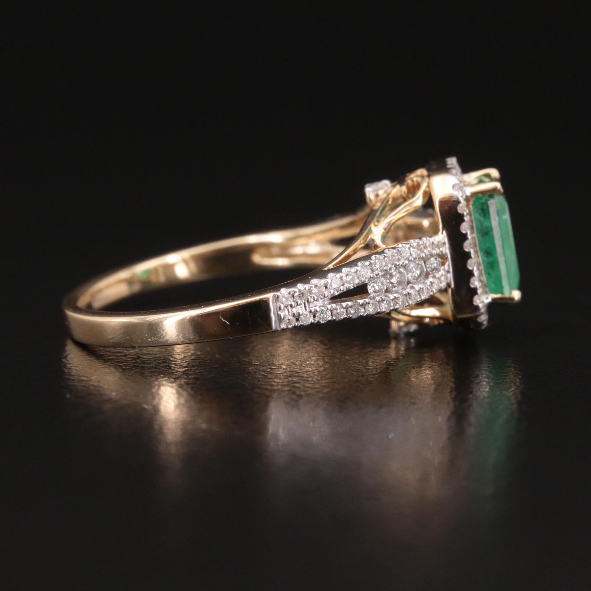 10K Emerald and Diamond Ring
