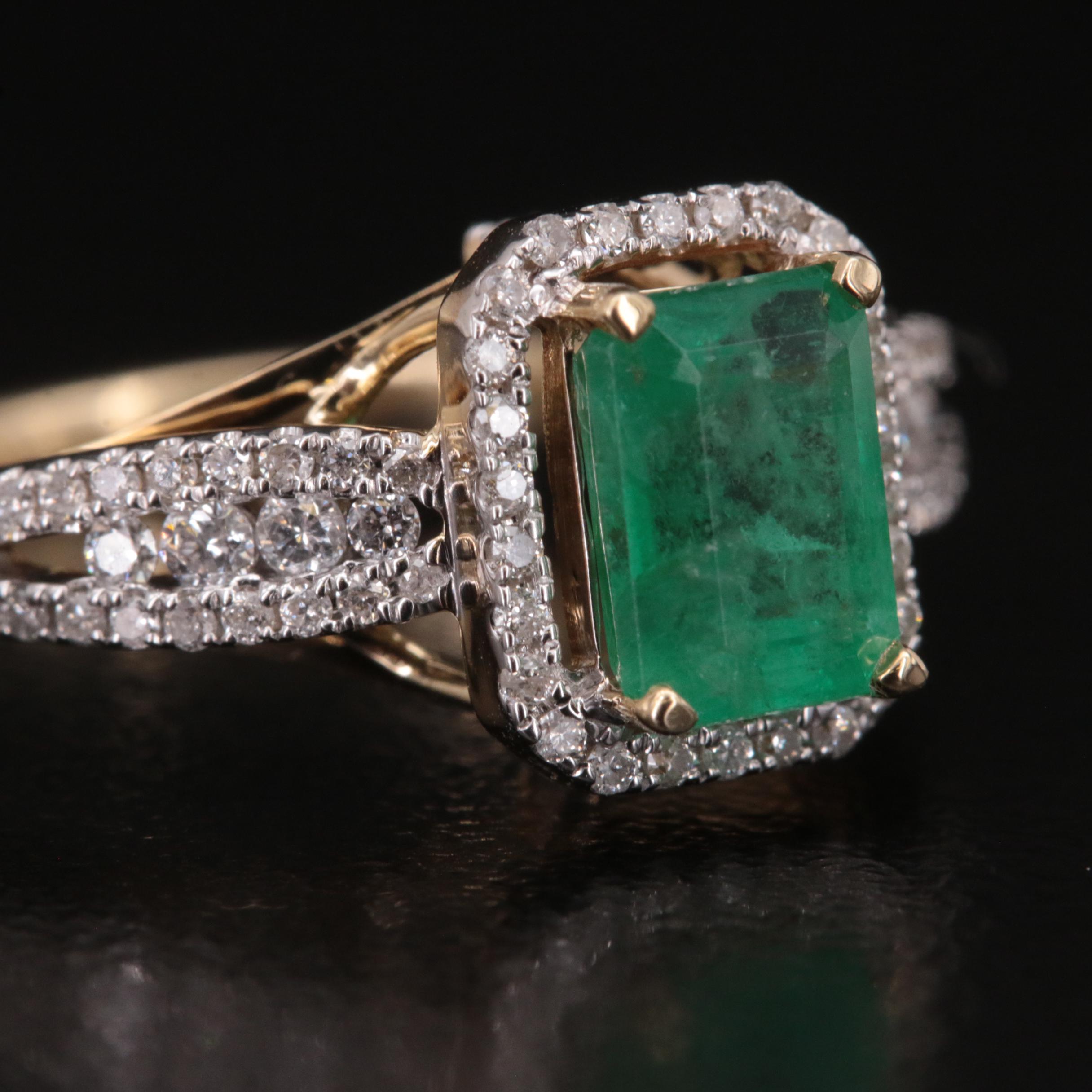 10K Emerald and Diamond Ring