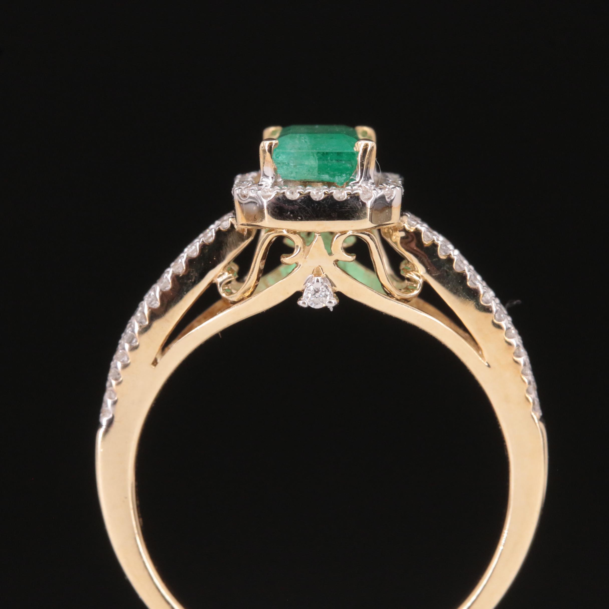 10K Emerald and Diamond Ring