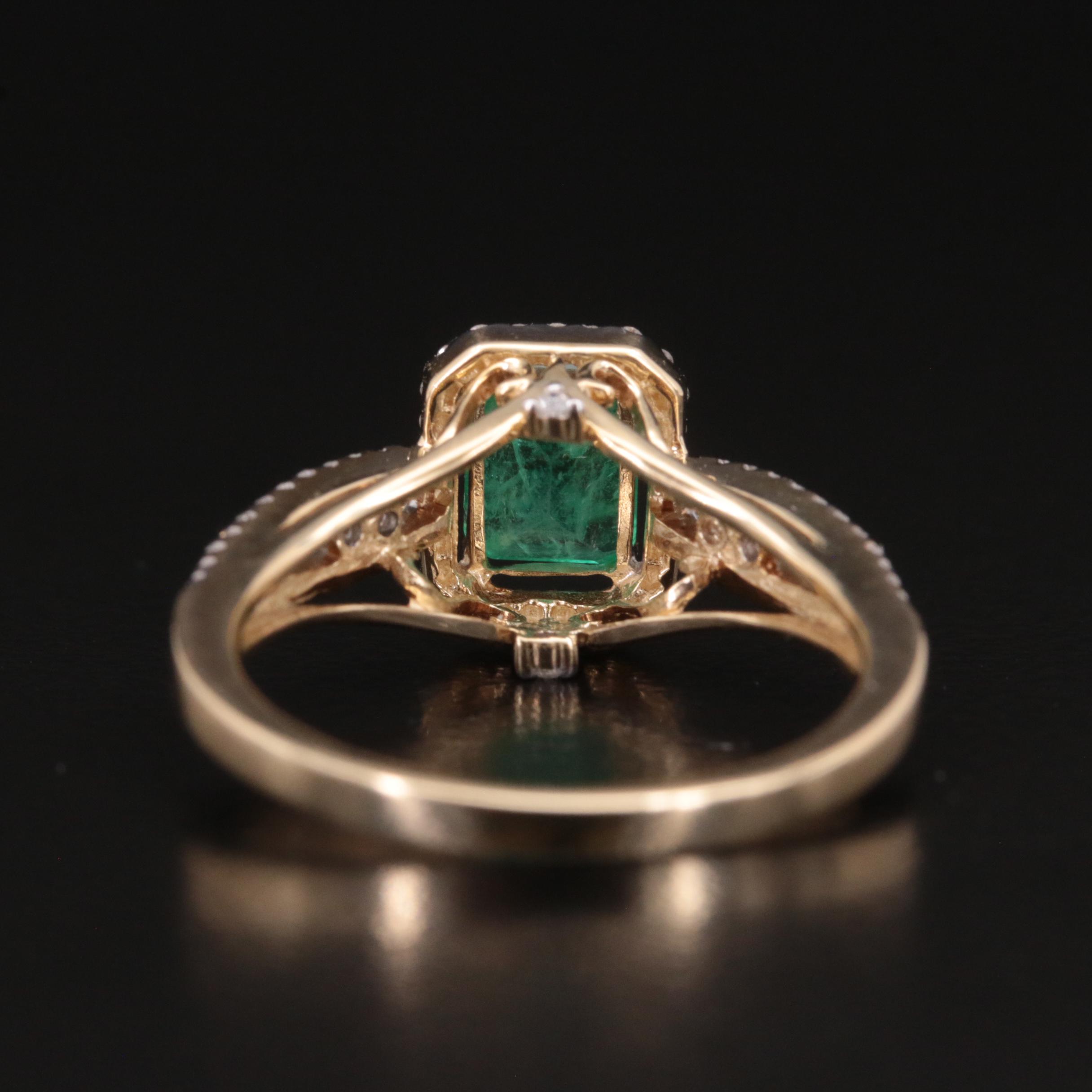 10K Emerald and Diamond Ring