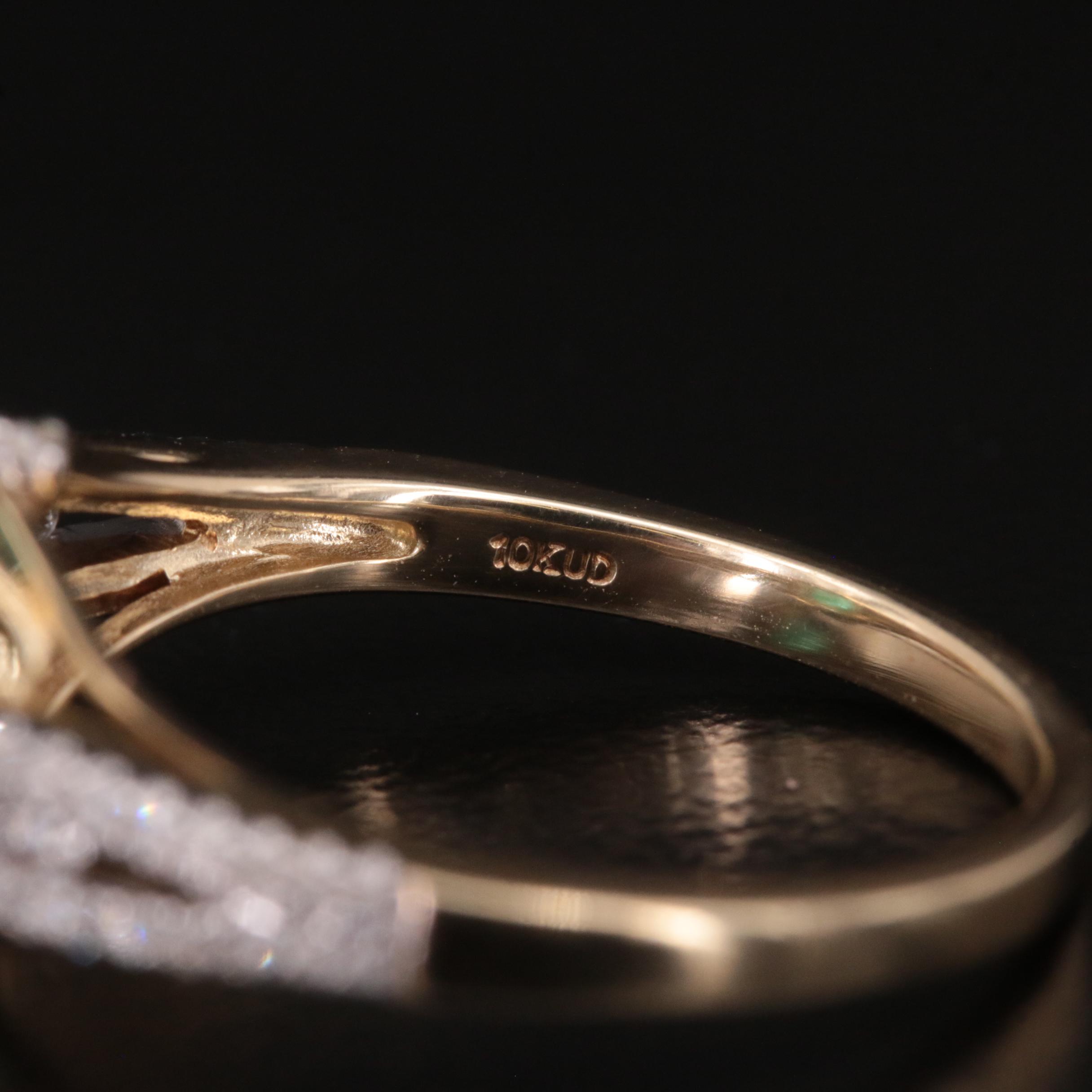 10K Emerald and Diamond Ring