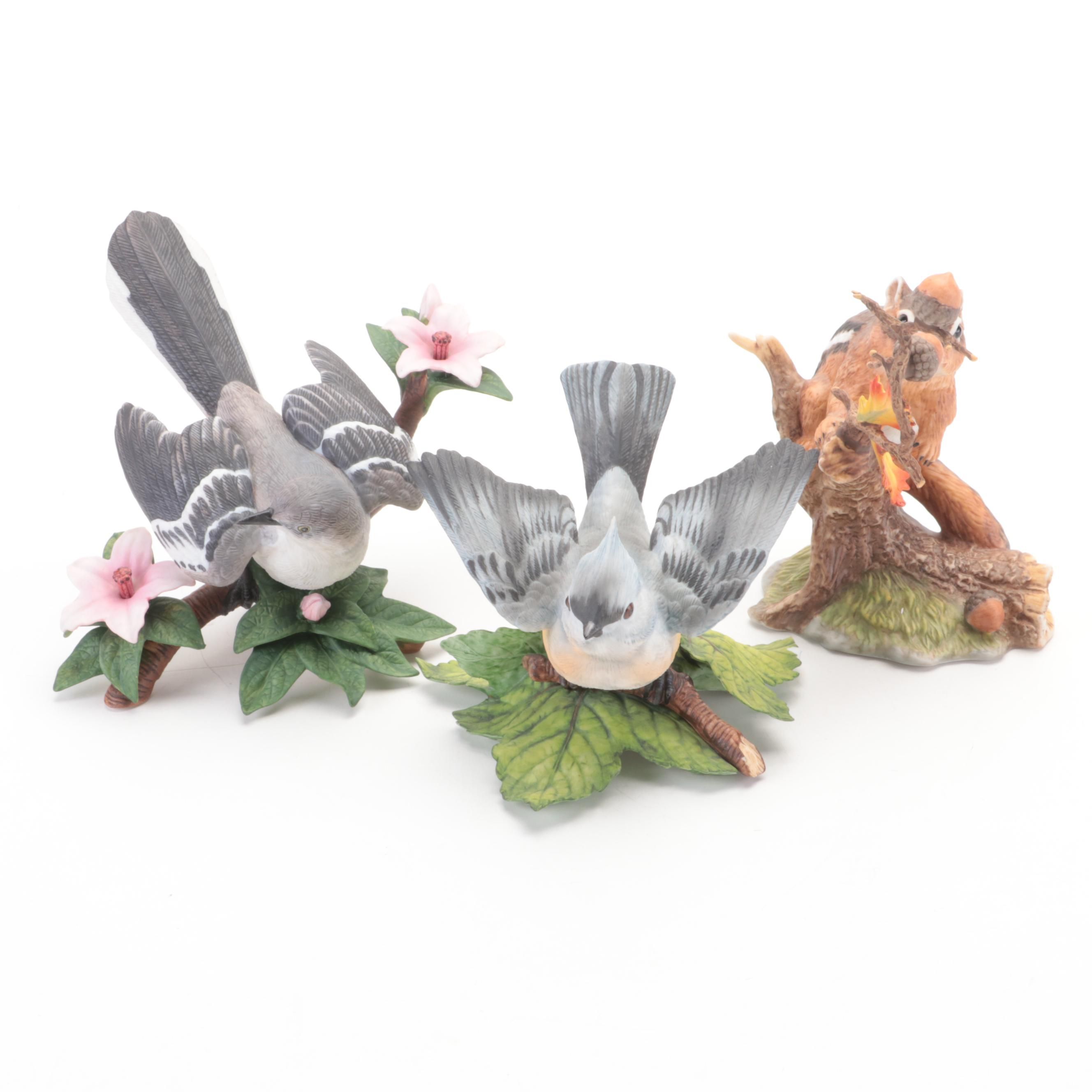 Lenox "Northern Mockingbird with Other Porcelain Animal Figurines