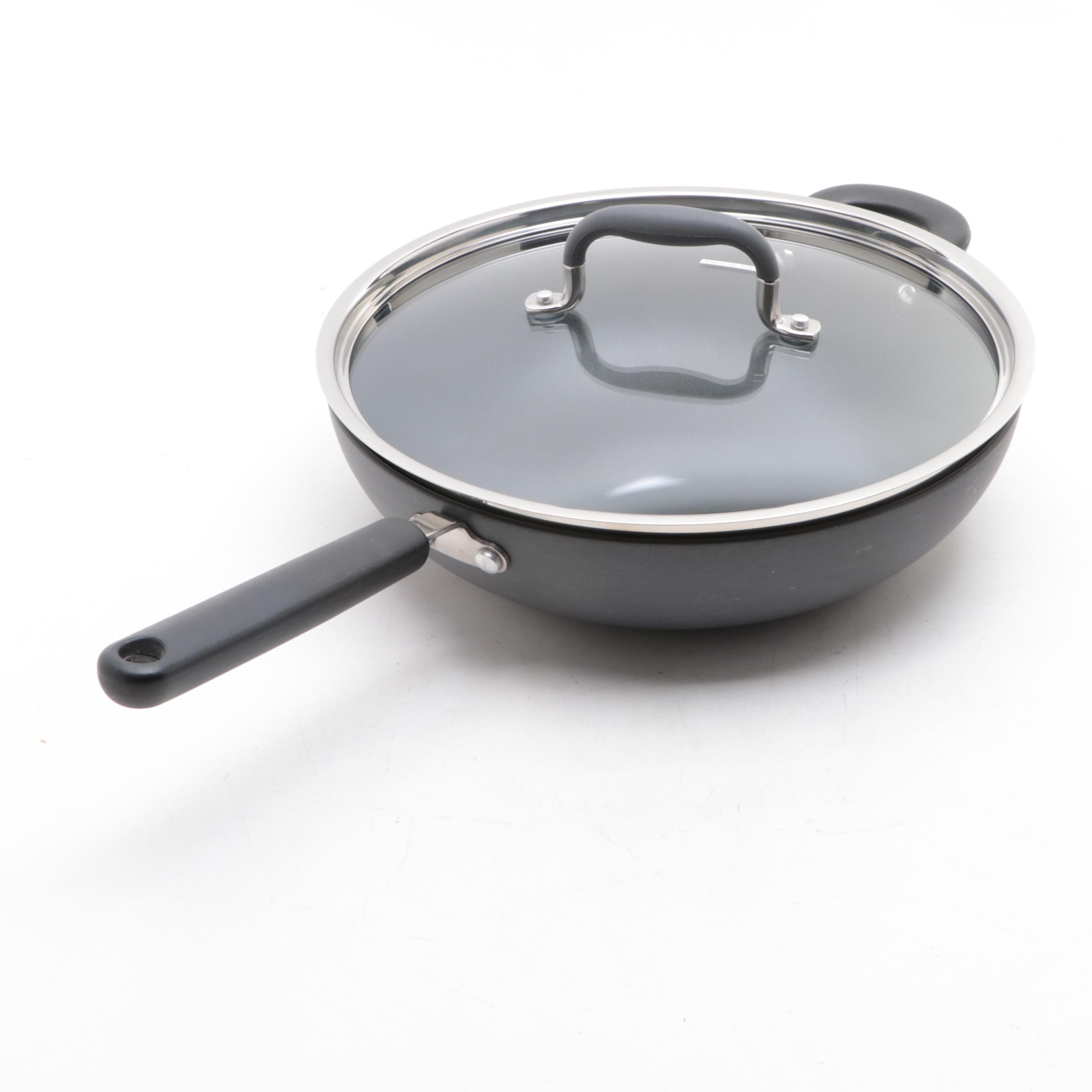 The Pampered Chef Nonstick Wok, Glass Lid, and Stainless Sauté Pans