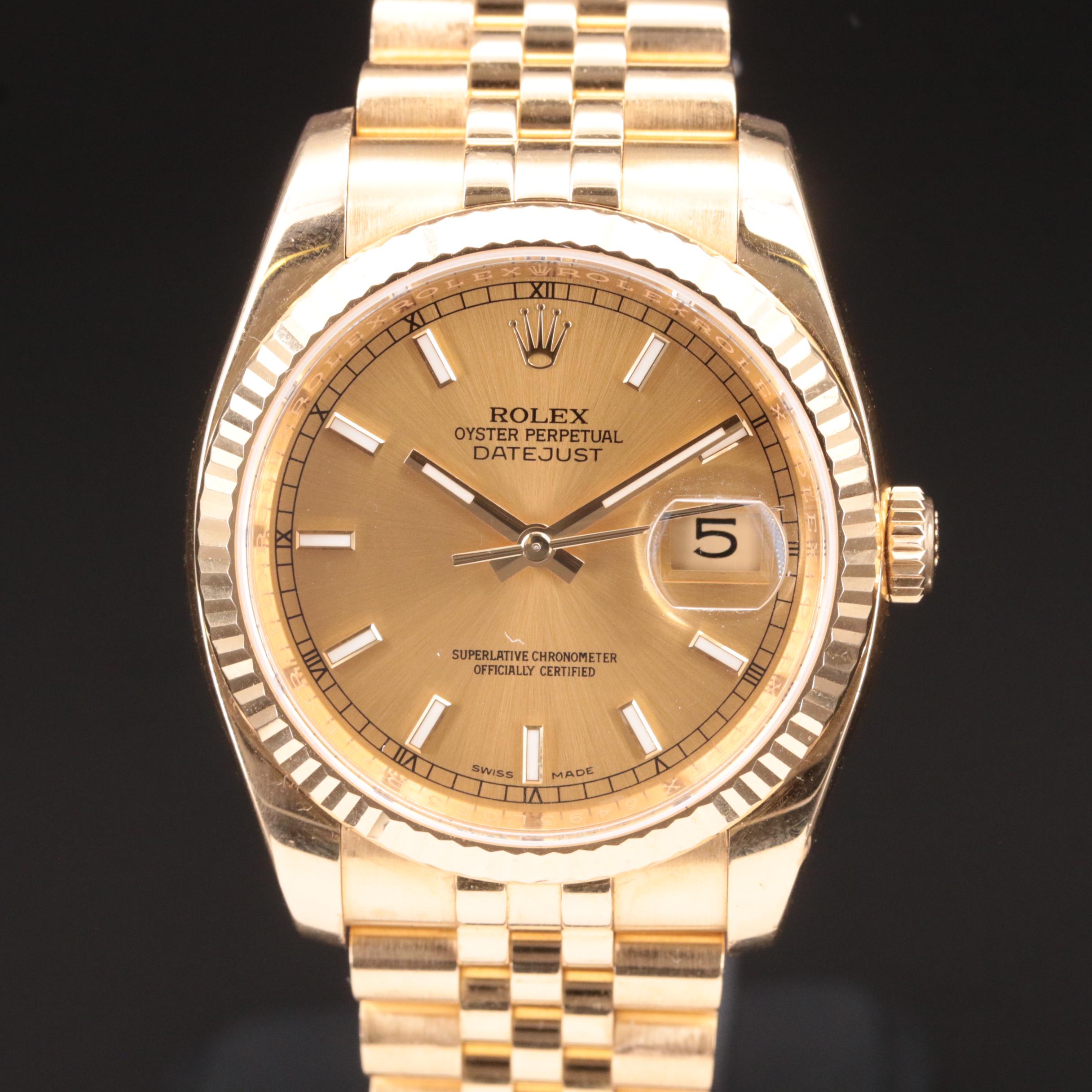 18K Rolex Oyster Perpetual Datejust Watch