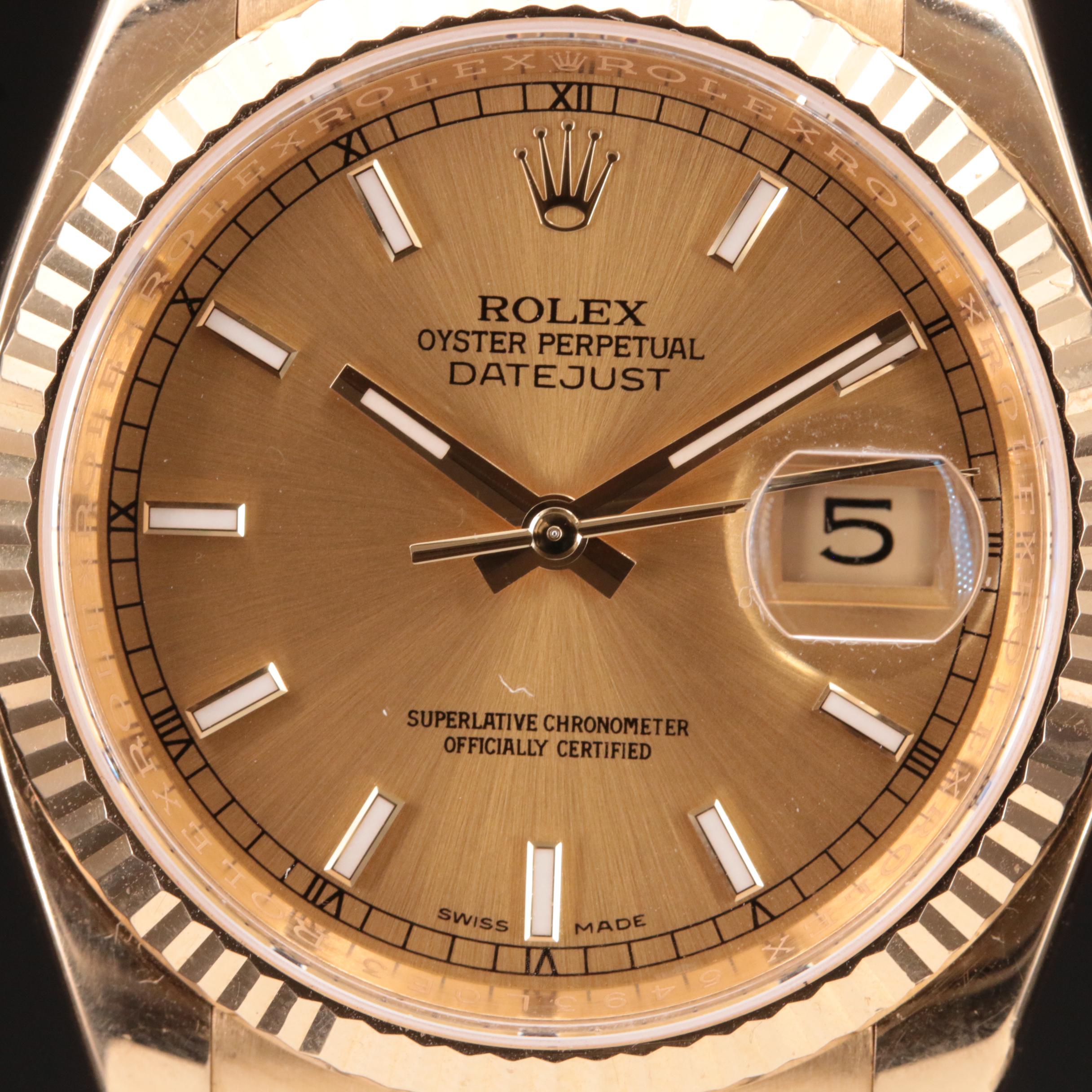 18K Rolex Oyster Perpetual Datejust Watch