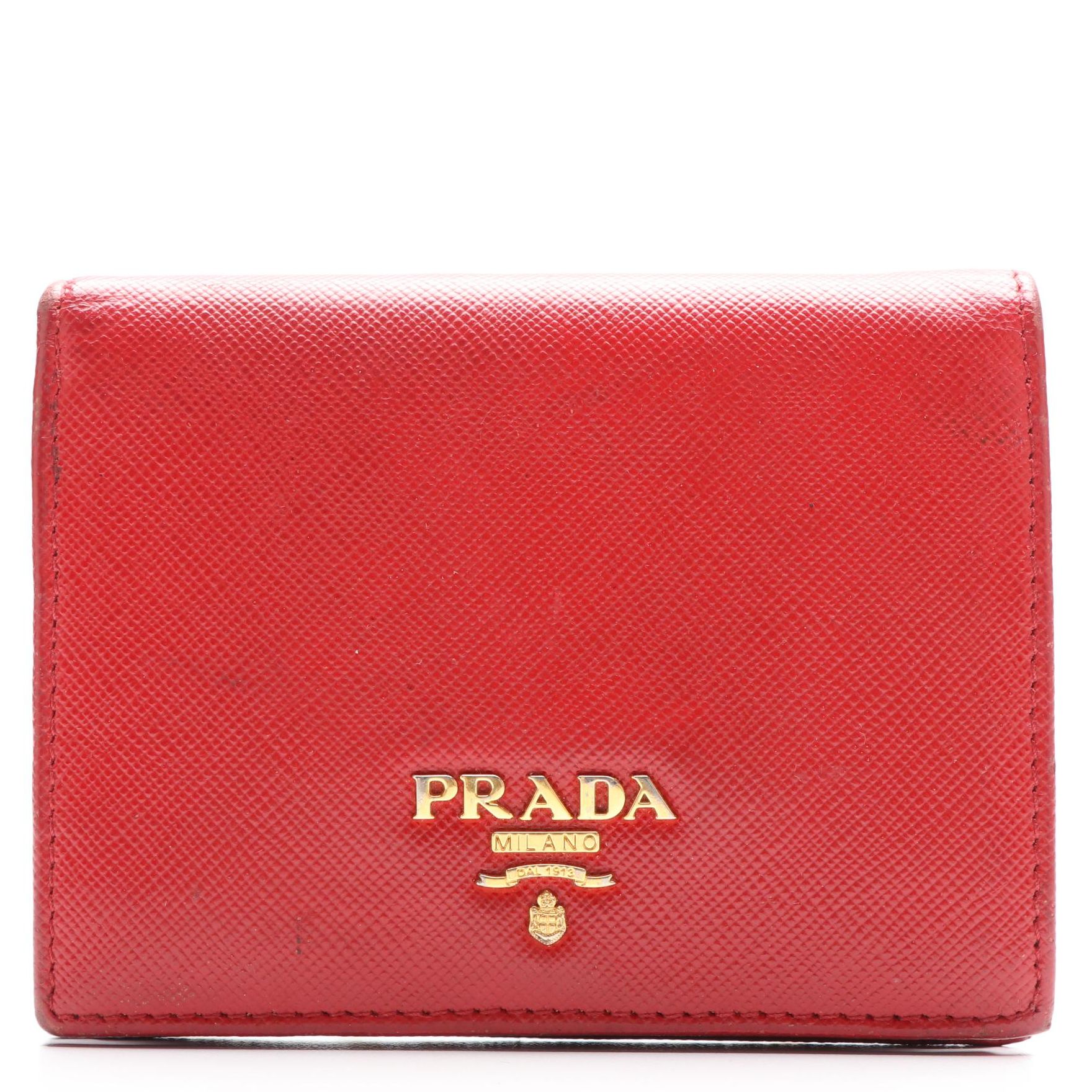 Prada Compact Wallet in Red Saffiano Leather