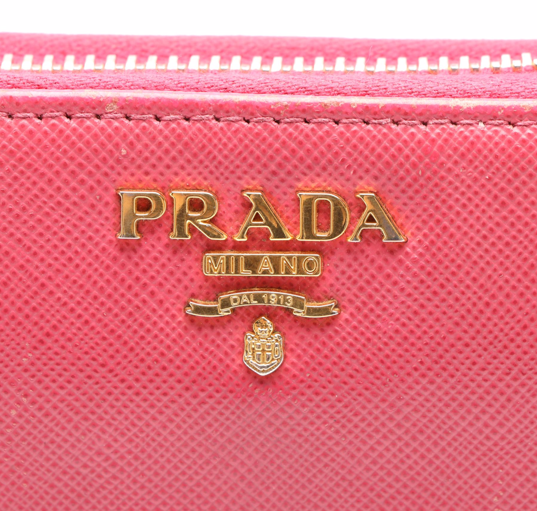 Prada Zip-Around Wallet in Pink Saffiano Leather