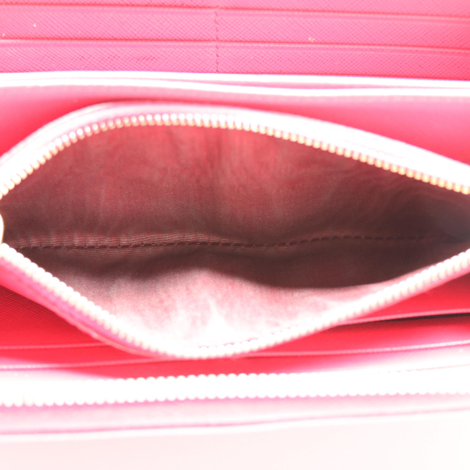 Prada Zip-Around Wallet in Pink Saffiano Leather