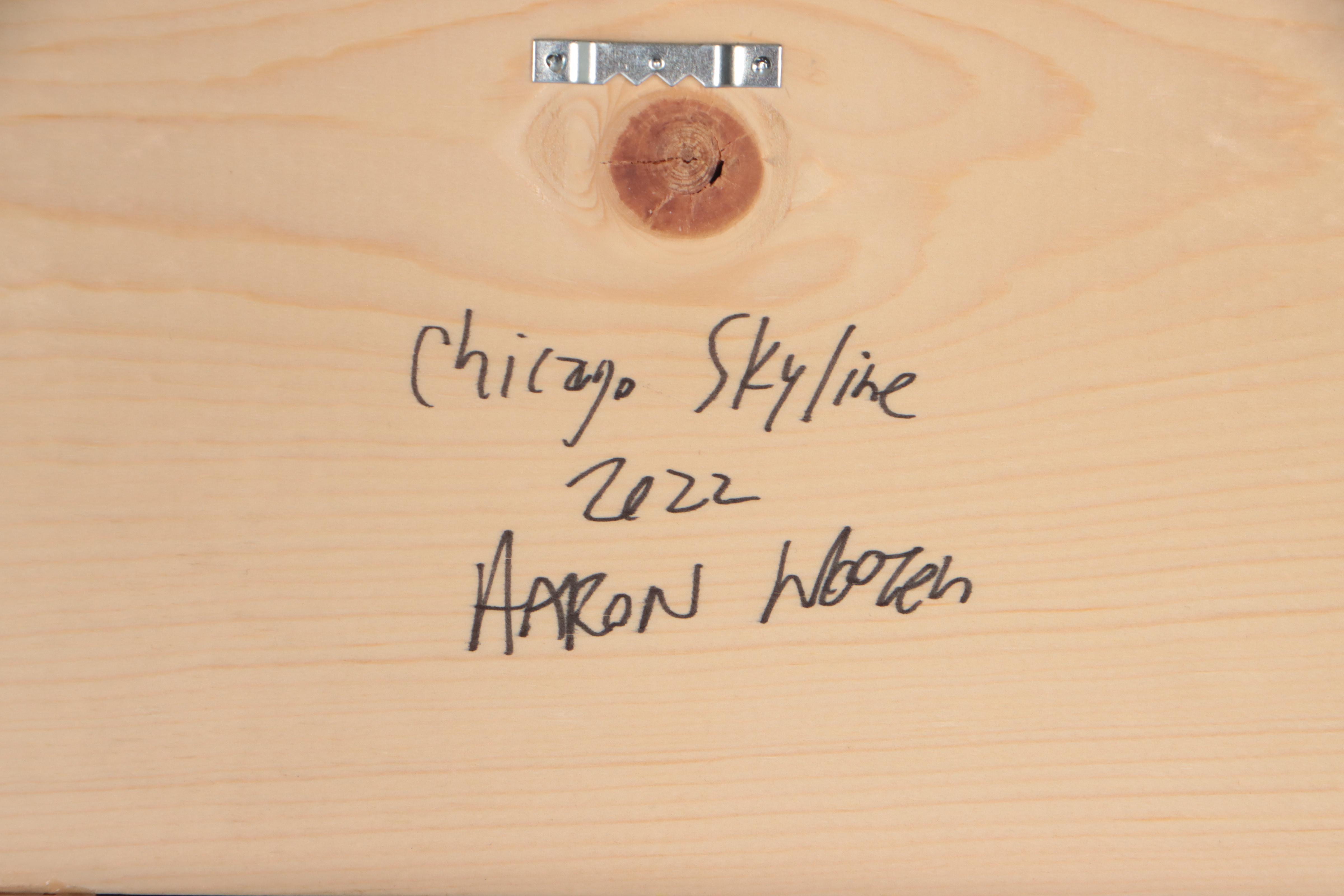 Aaron Wooten Cityscape Acrylic Painting "Chicago Skyline," 2022