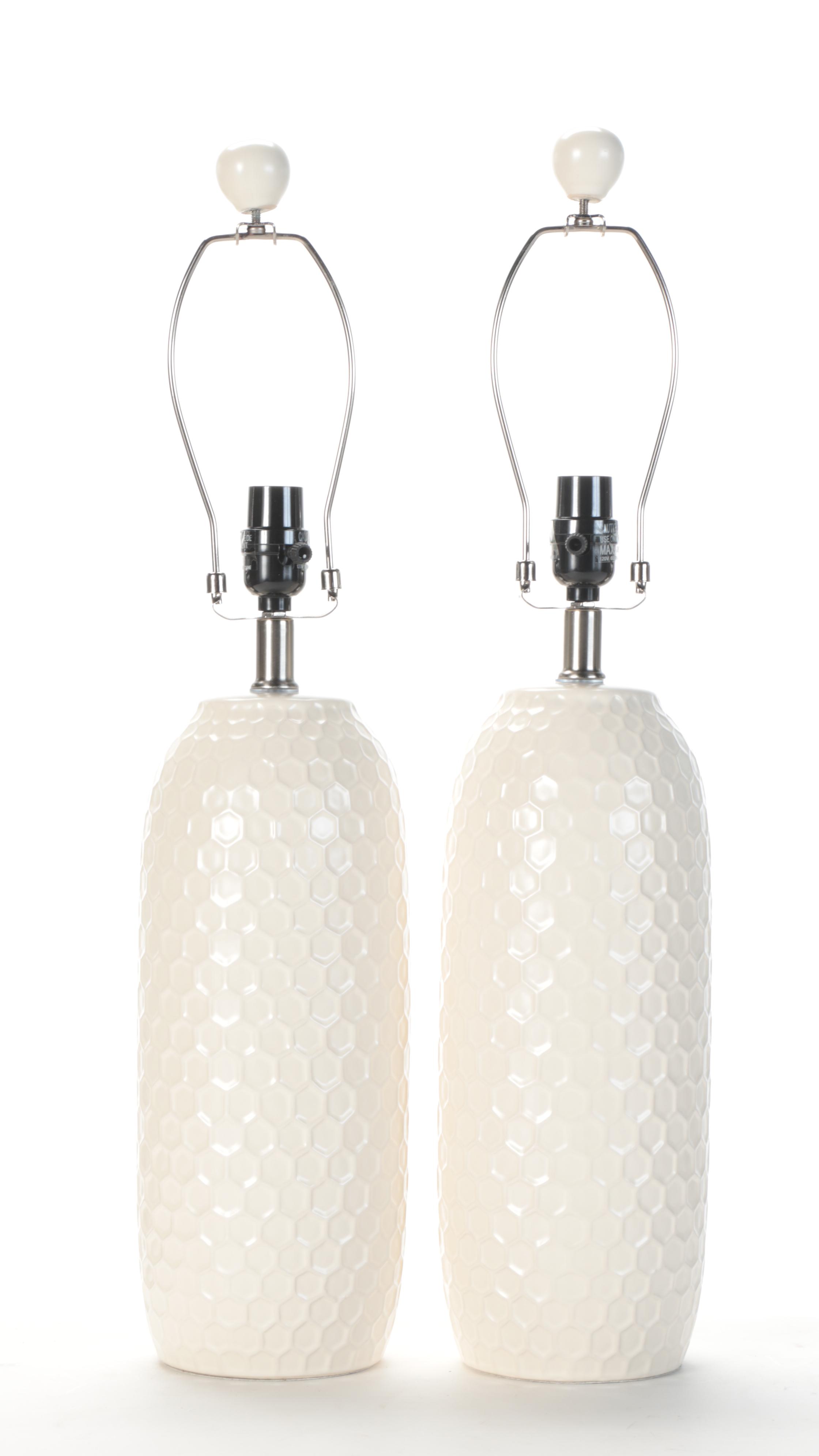Décor Therapy "Maputo" Embossed Honeycomb Motif Ceramic Table Lamps, 2021