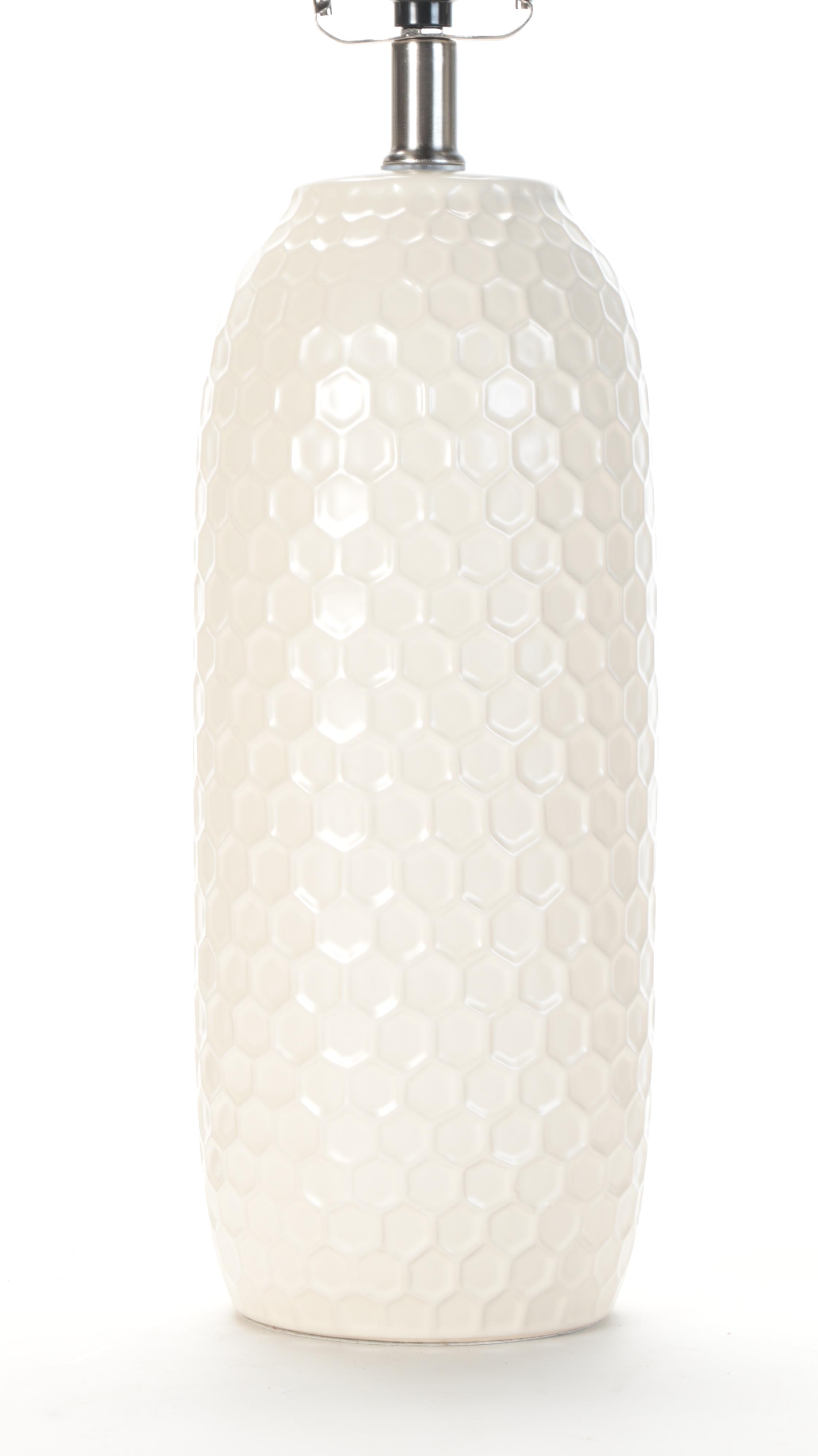 Décor Therapy "Maputo" Embossed Honeycomb Motif Ceramic Table Lamps, 2021