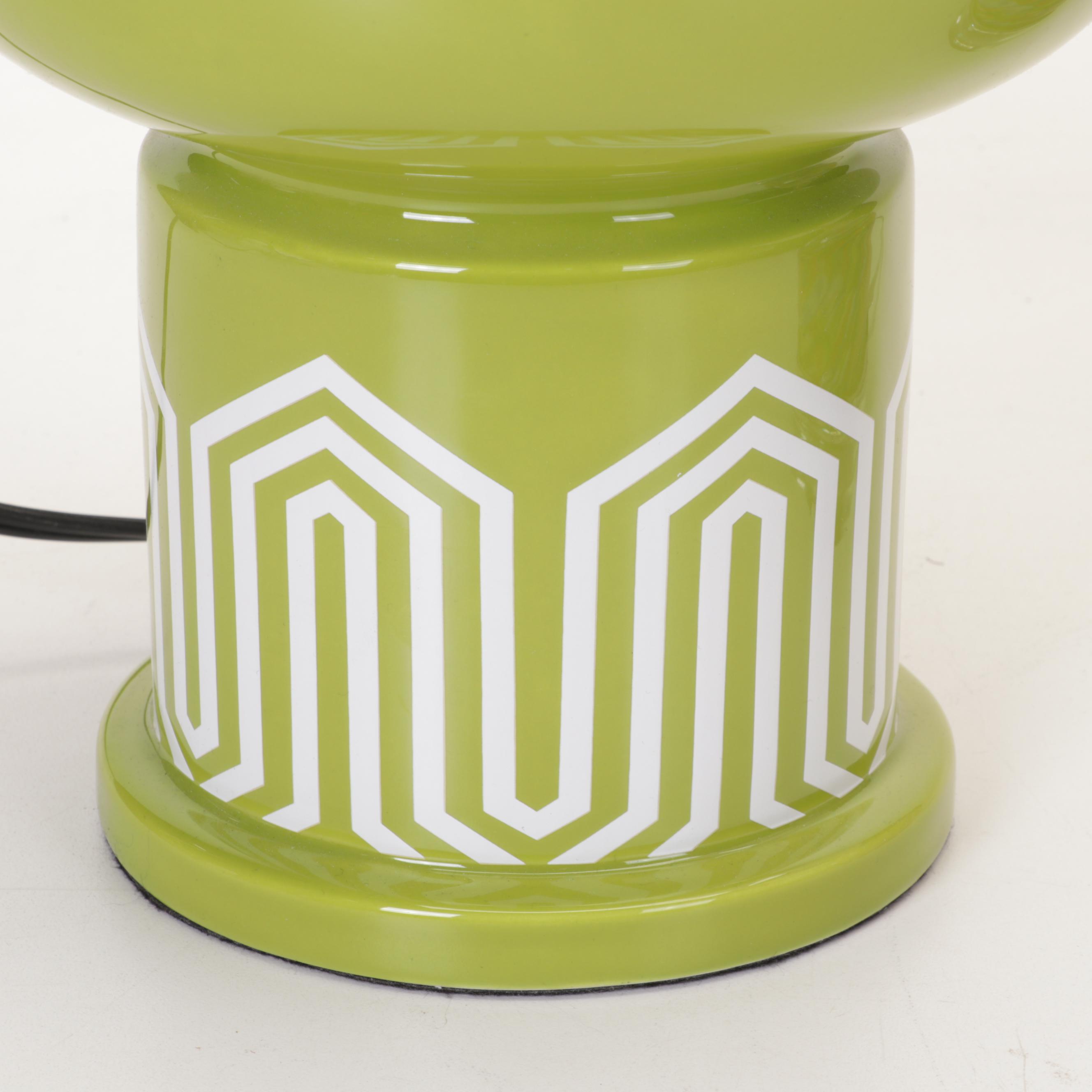 Happy Chic by Jonathan Adler Green Ceramic Lamp and Confetti Glass Table Lamp