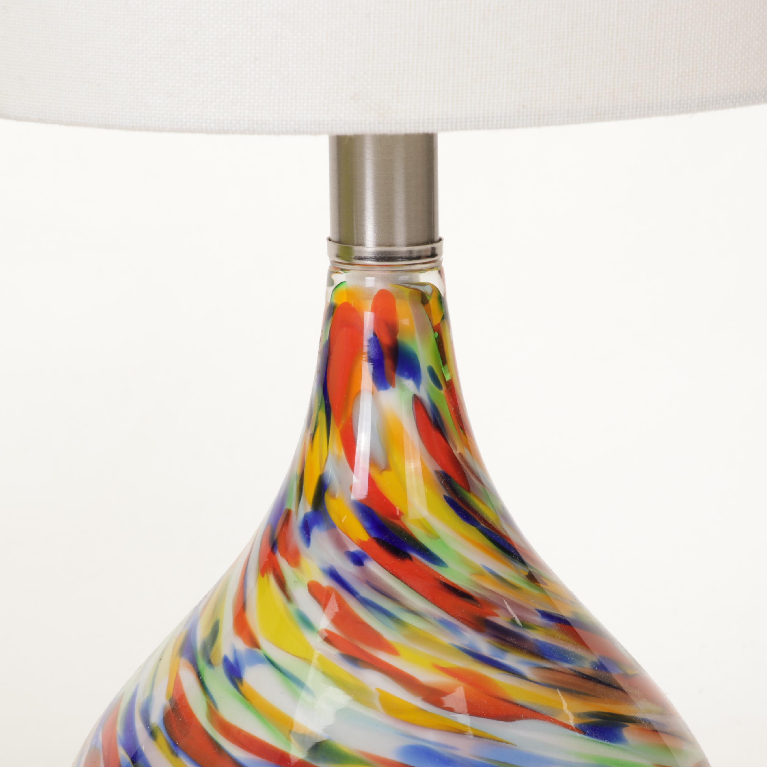 Happy Chic by Jonathan Adler Green Ceramic Lamp and Confetti Glass Table Lamp