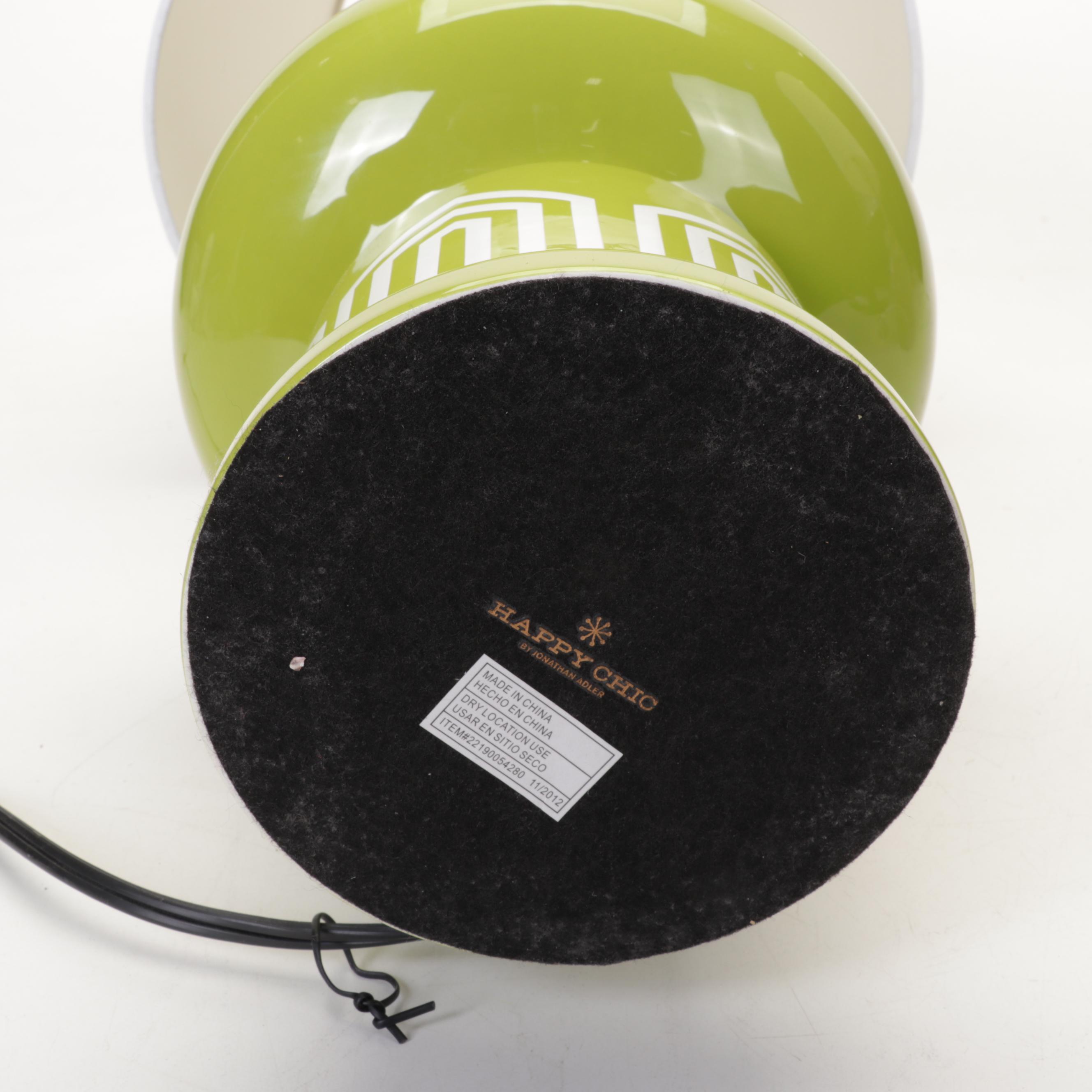 Happy Chic by Jonathan Adler Green Ceramic Lamp and Confetti Glass Table Lamp