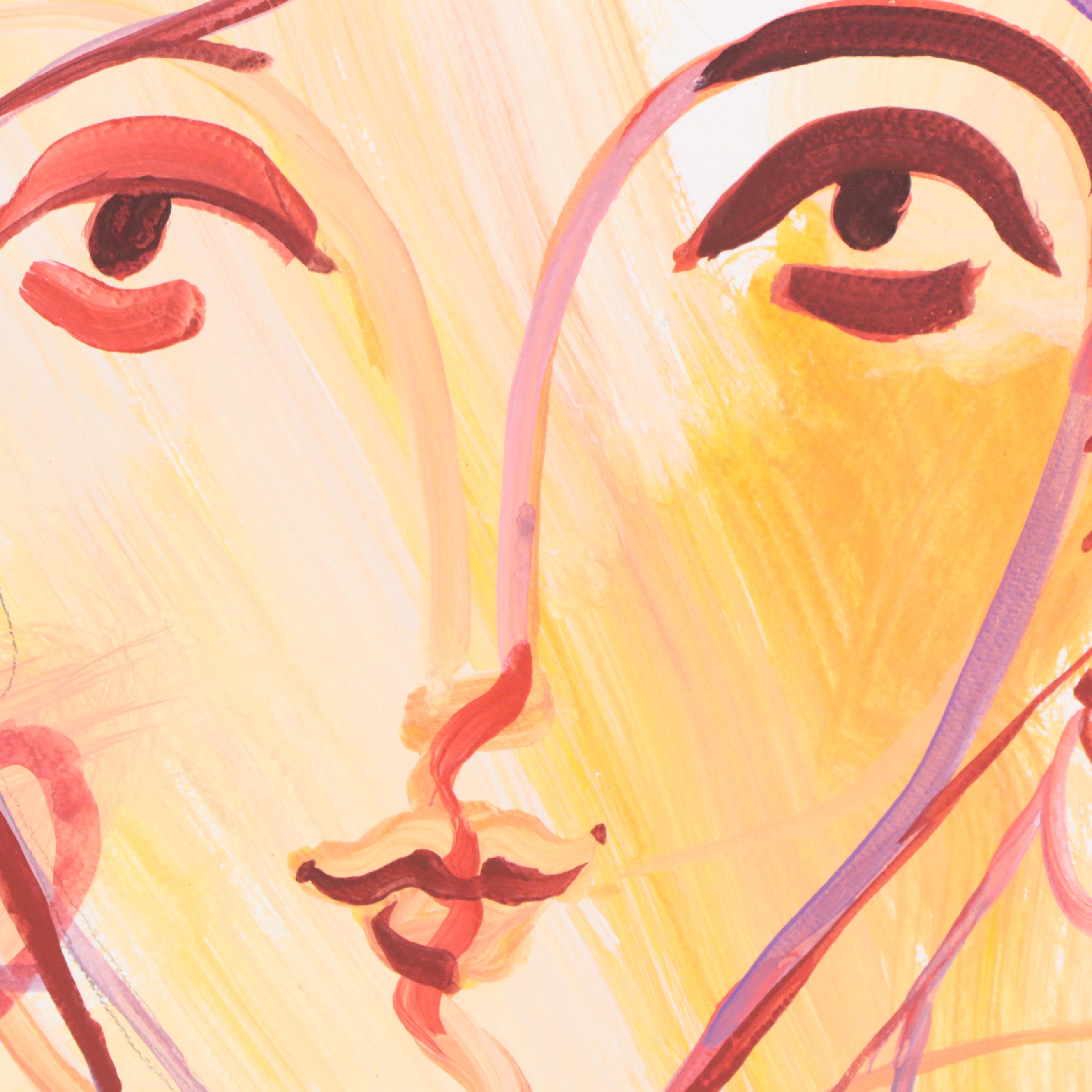 Dan Sabau Gouache and Watercolor Painting "The Shy Muse," 2022