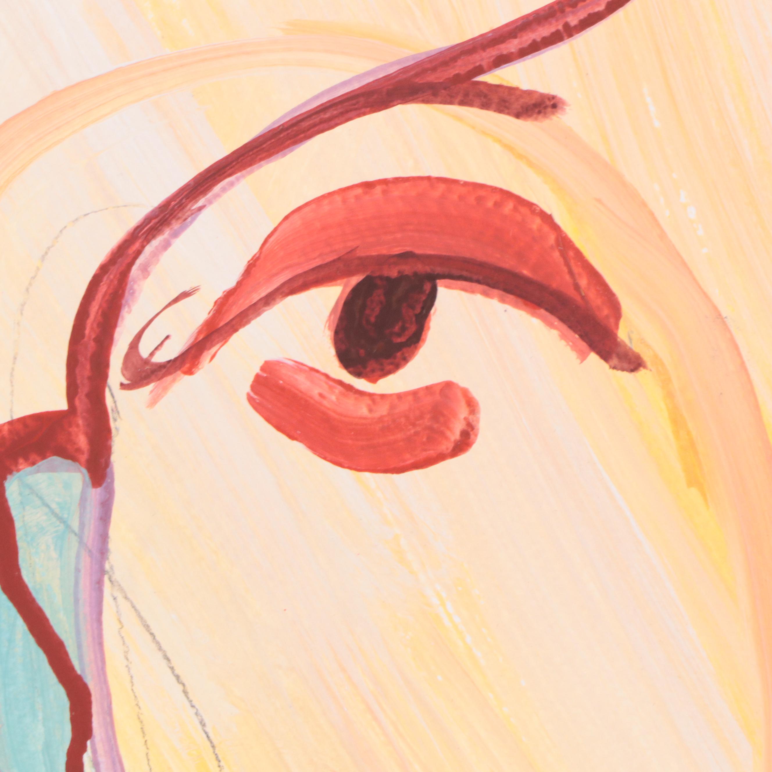 Dan Sabau Gouache and Watercolor Painting "The Shy Muse," 2022