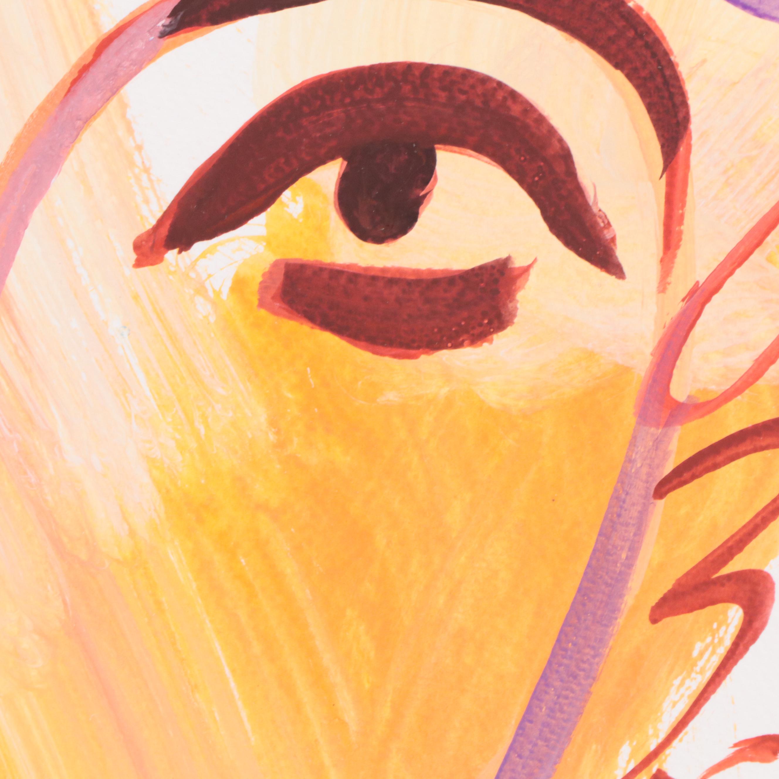 Dan Sabau Gouache and Watercolor Painting "The Shy Muse," 2022