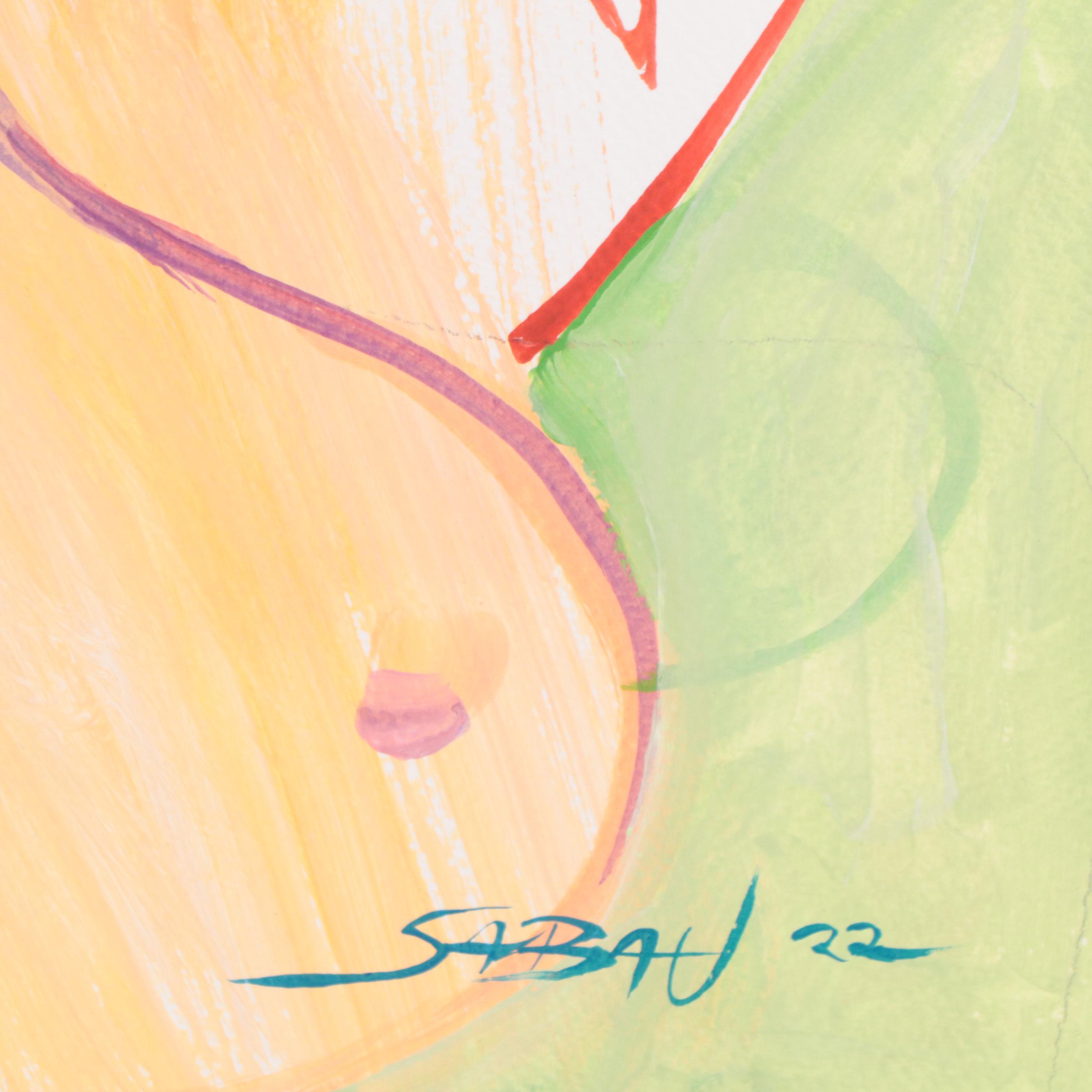 Dan Sabau Gouache and Watercolor Painting "The Shy Muse," 2022