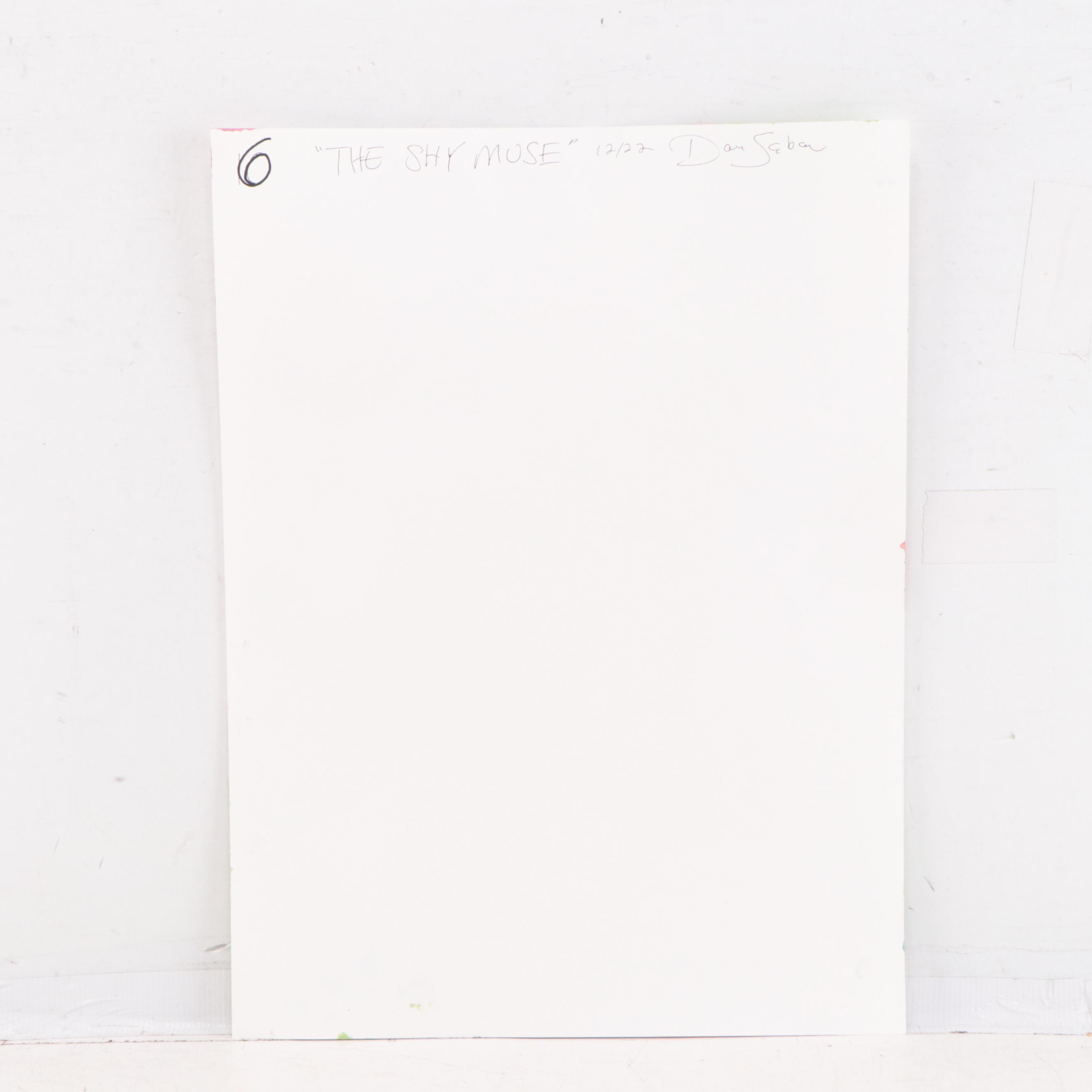 Dan Sabau Gouache and Watercolor Painting "The Shy Muse," 2022