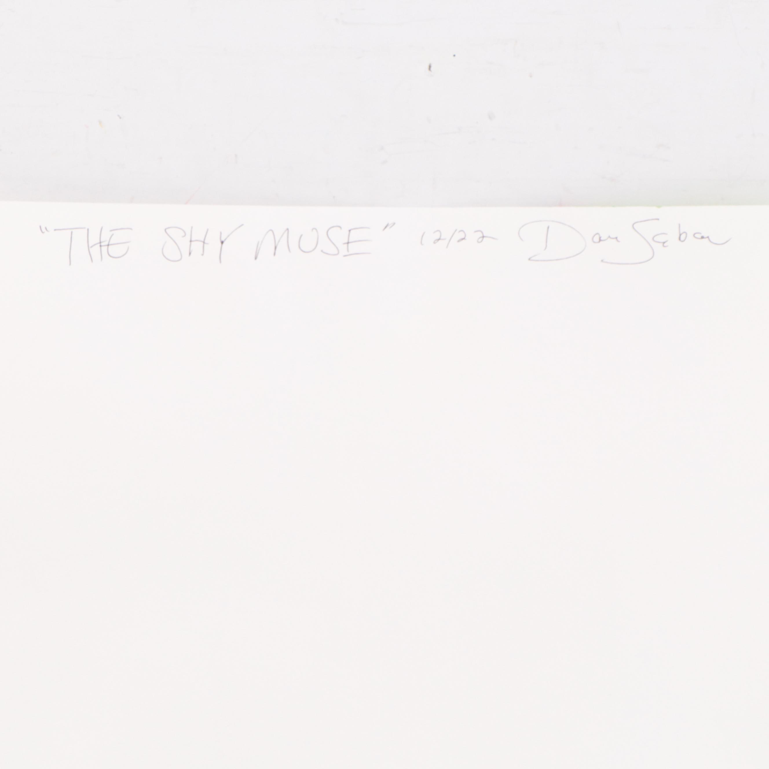 Dan Sabau Gouache and Watercolor Painting "The Shy Muse," 2022