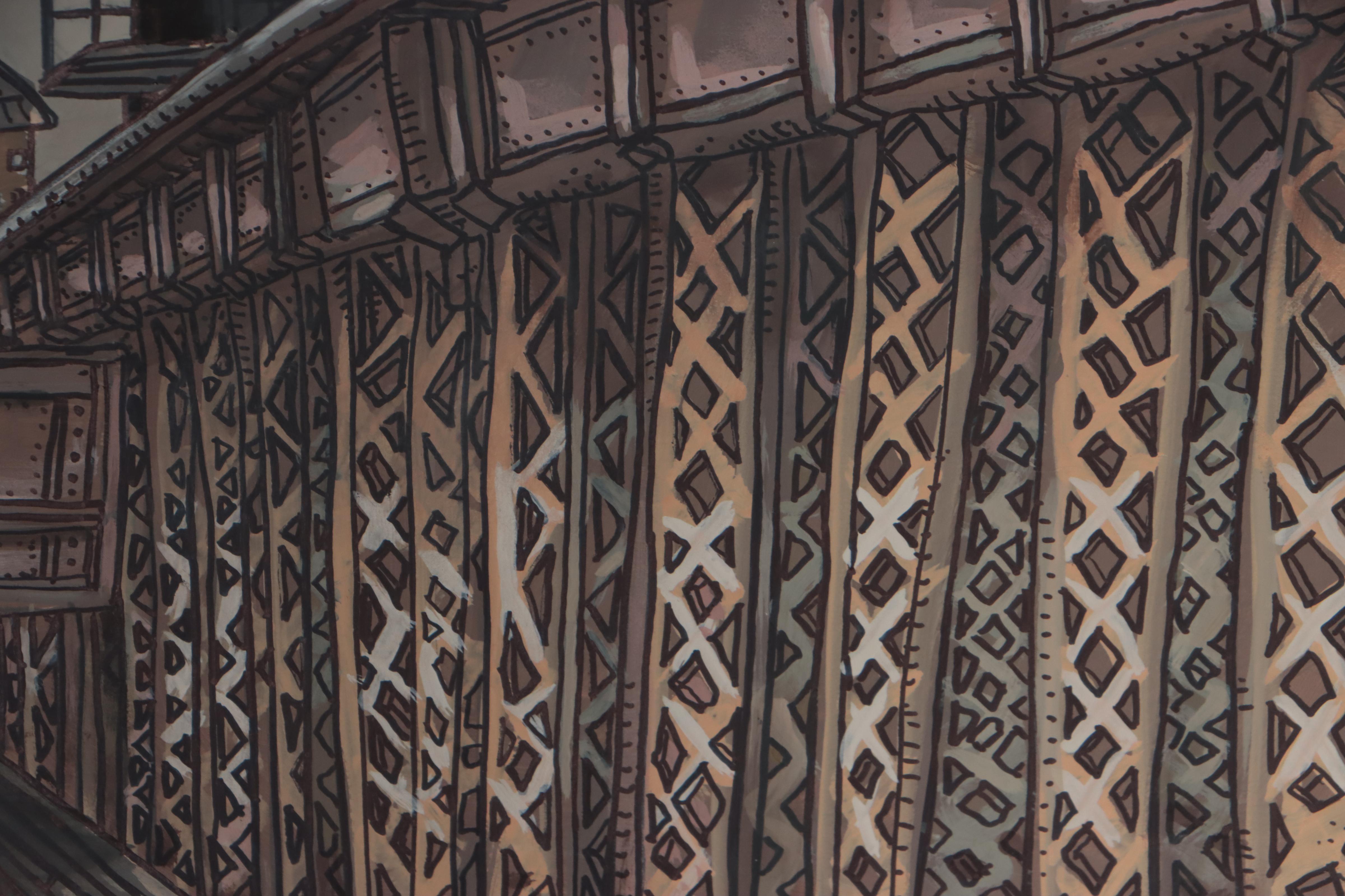 Aaron Wooten Cityscape Acrylic Painting "The Green Line," 2022