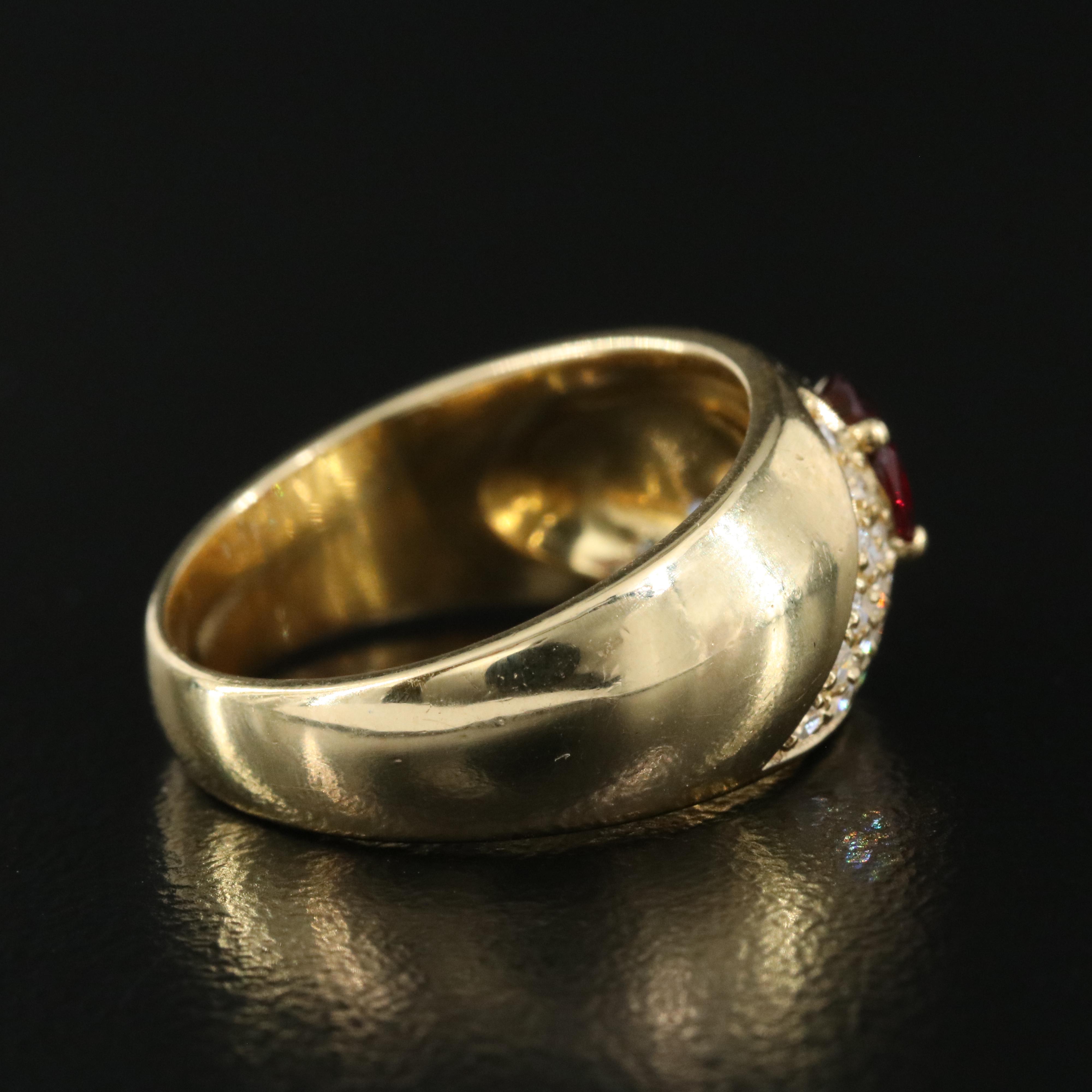 18K Pavé Diamond and Ruby Dome Ring