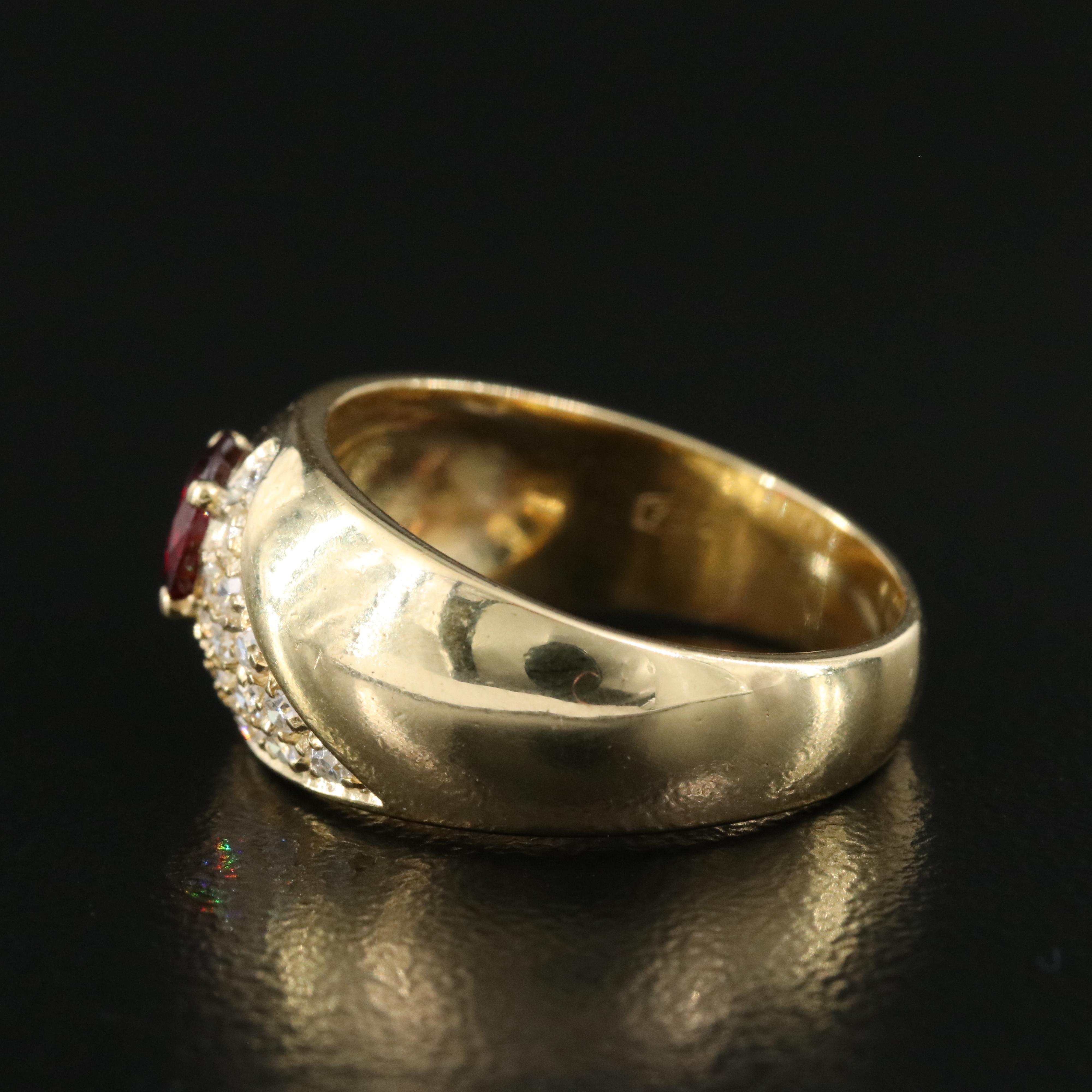 18K Pavé Diamond and Ruby Dome Ring