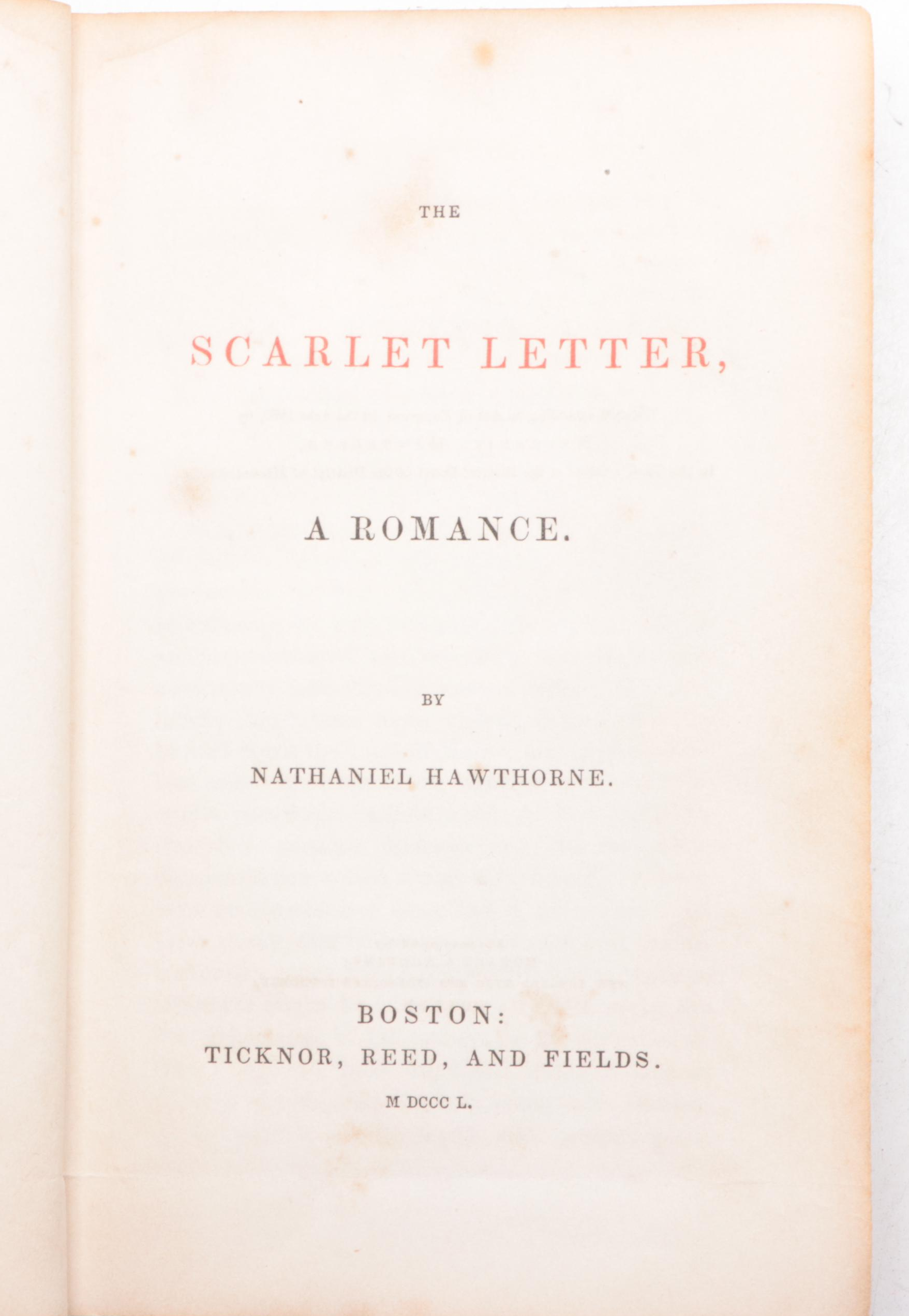 Second Edition "The Scarlet Letter" by Nathaniel Hawthorne, 1850