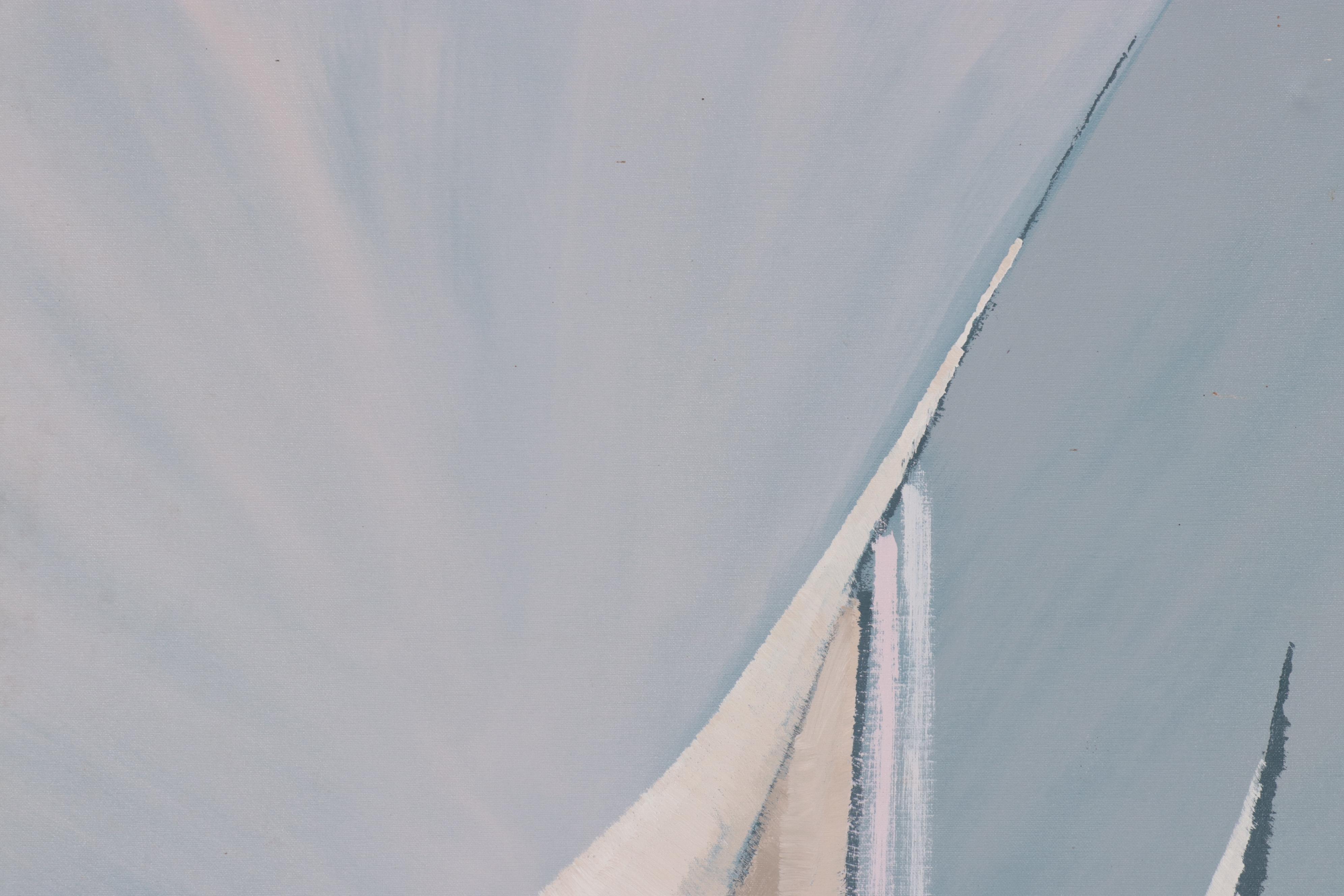 Lee Reynolds Large-Scale Oil Painting of Abstract Sailboats