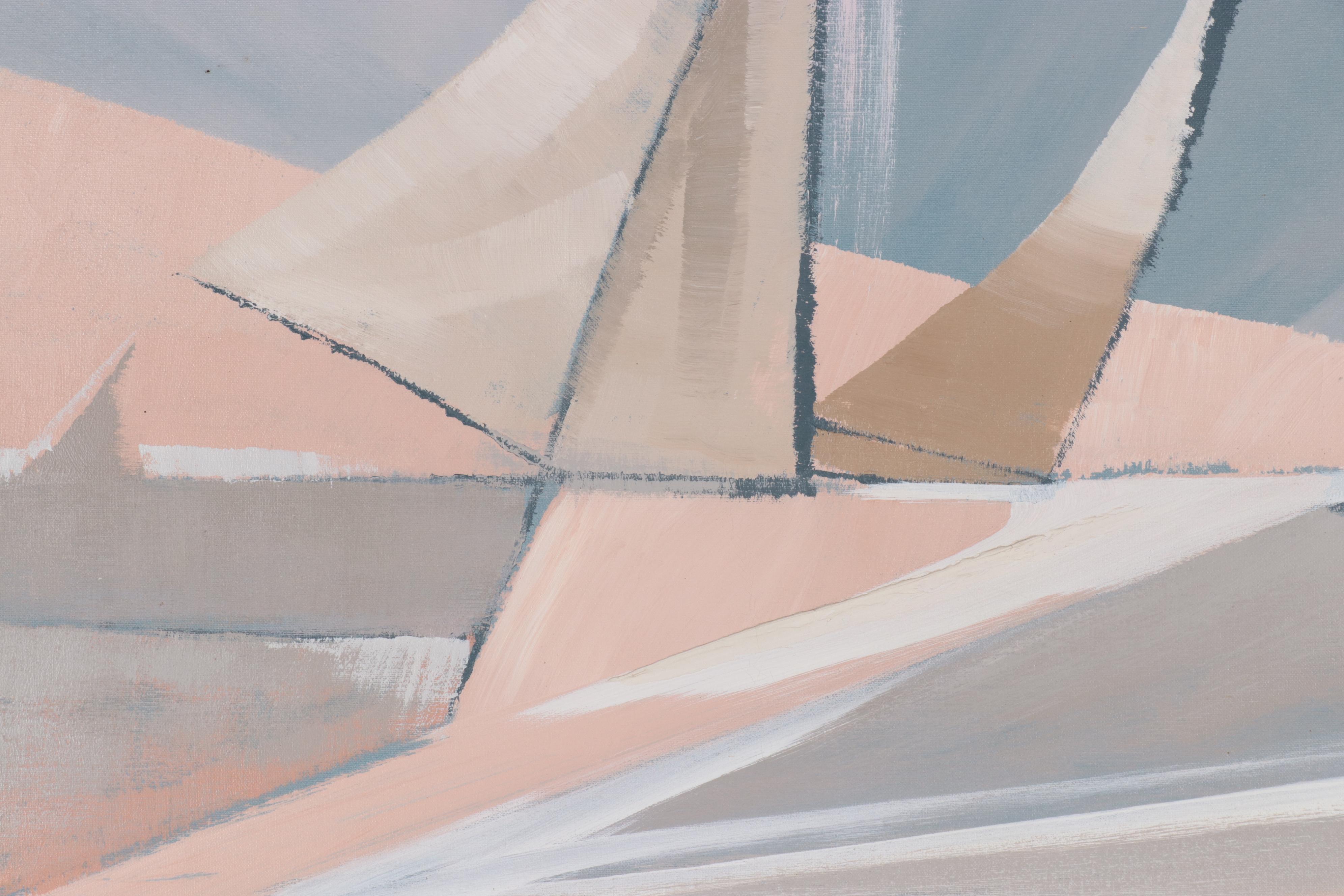 Lee Reynolds Large-Scale Oil Painting of Abstract Sailboats