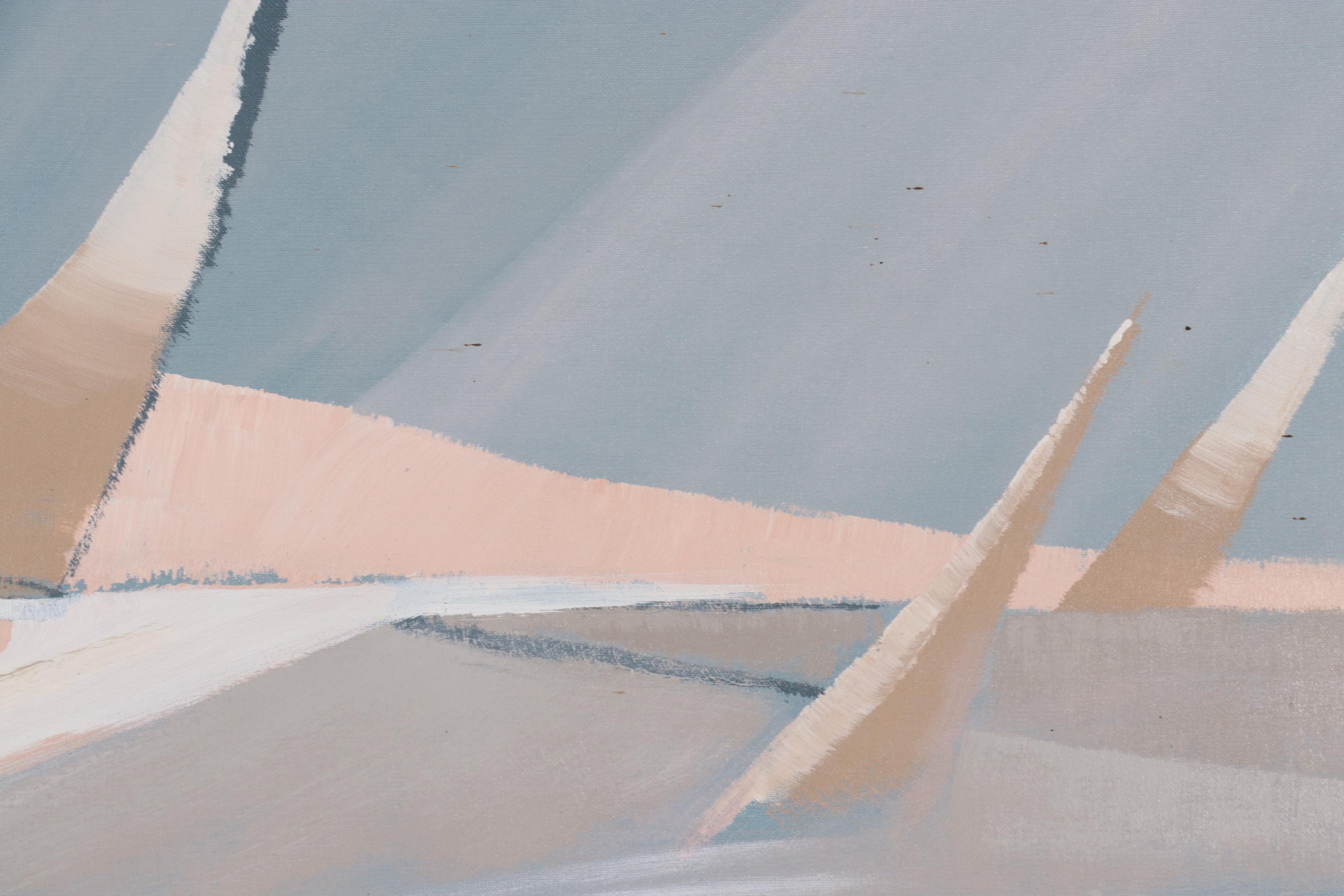 Lee Reynolds Large-Scale Oil Painting of Abstract Sailboats