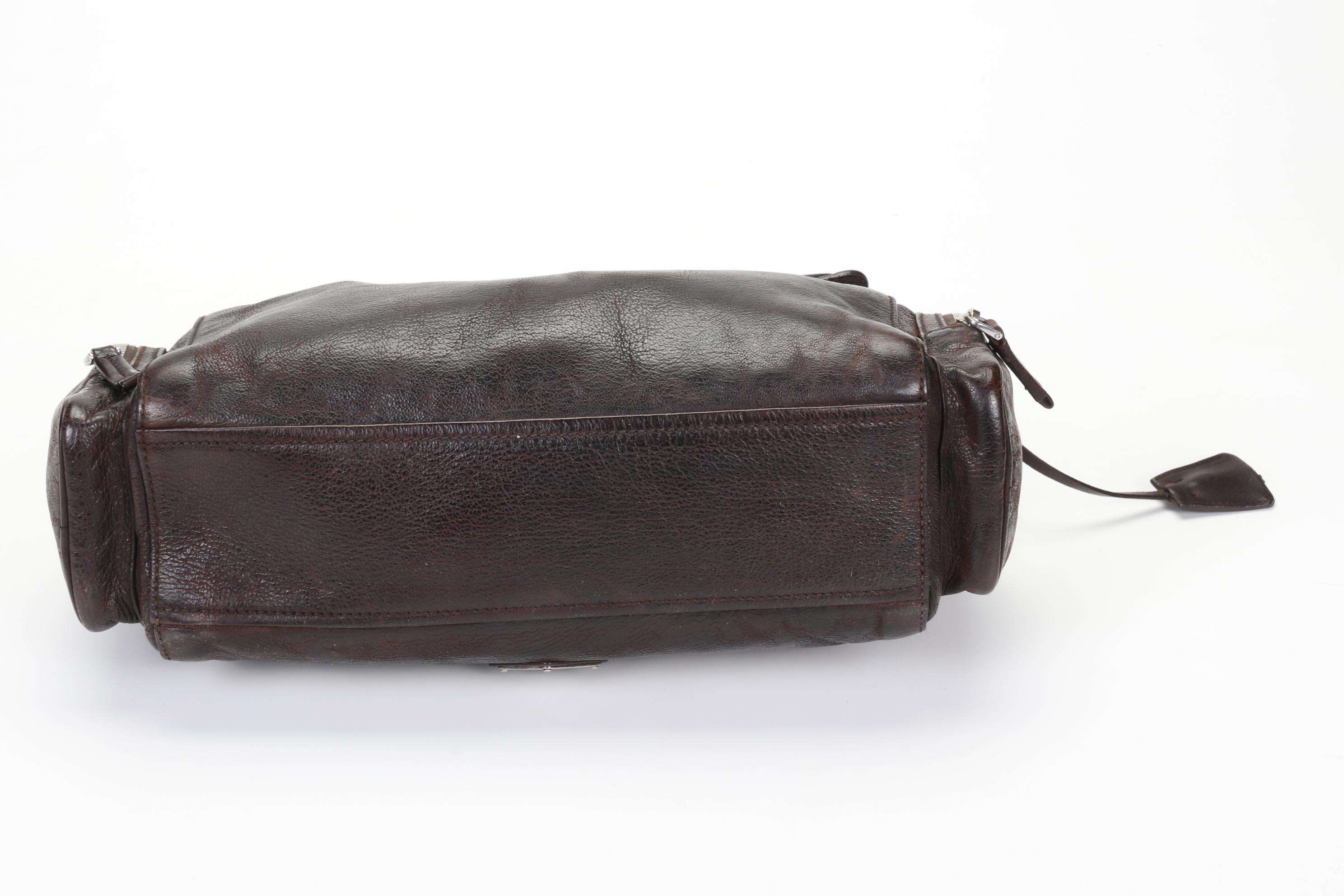 Prada Vitello Easy Satchel in Brown Lambskin Leather